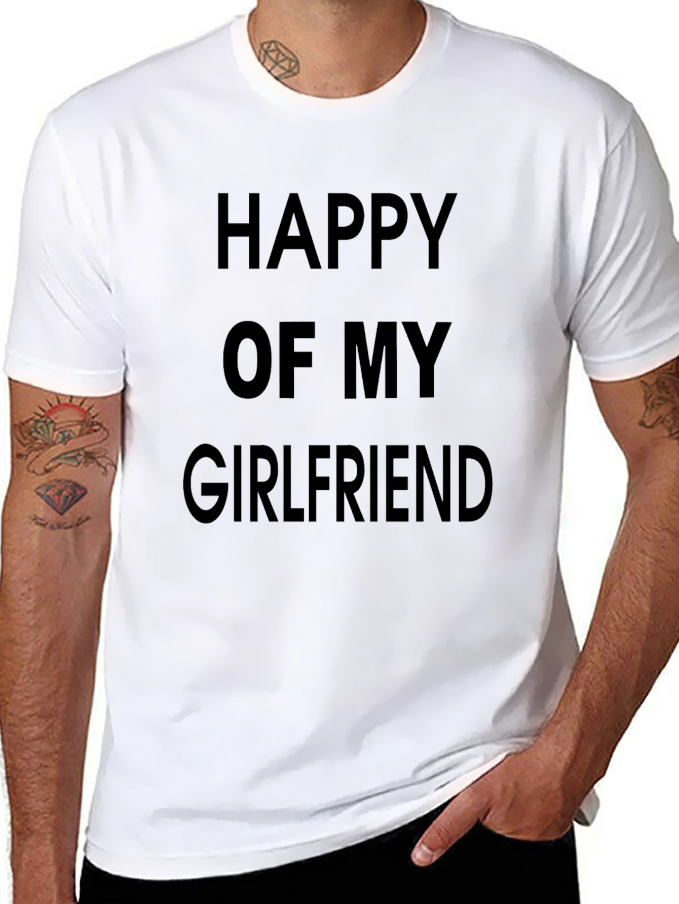 Black Happy of My Girlfriend Black Graphic Tee view 8