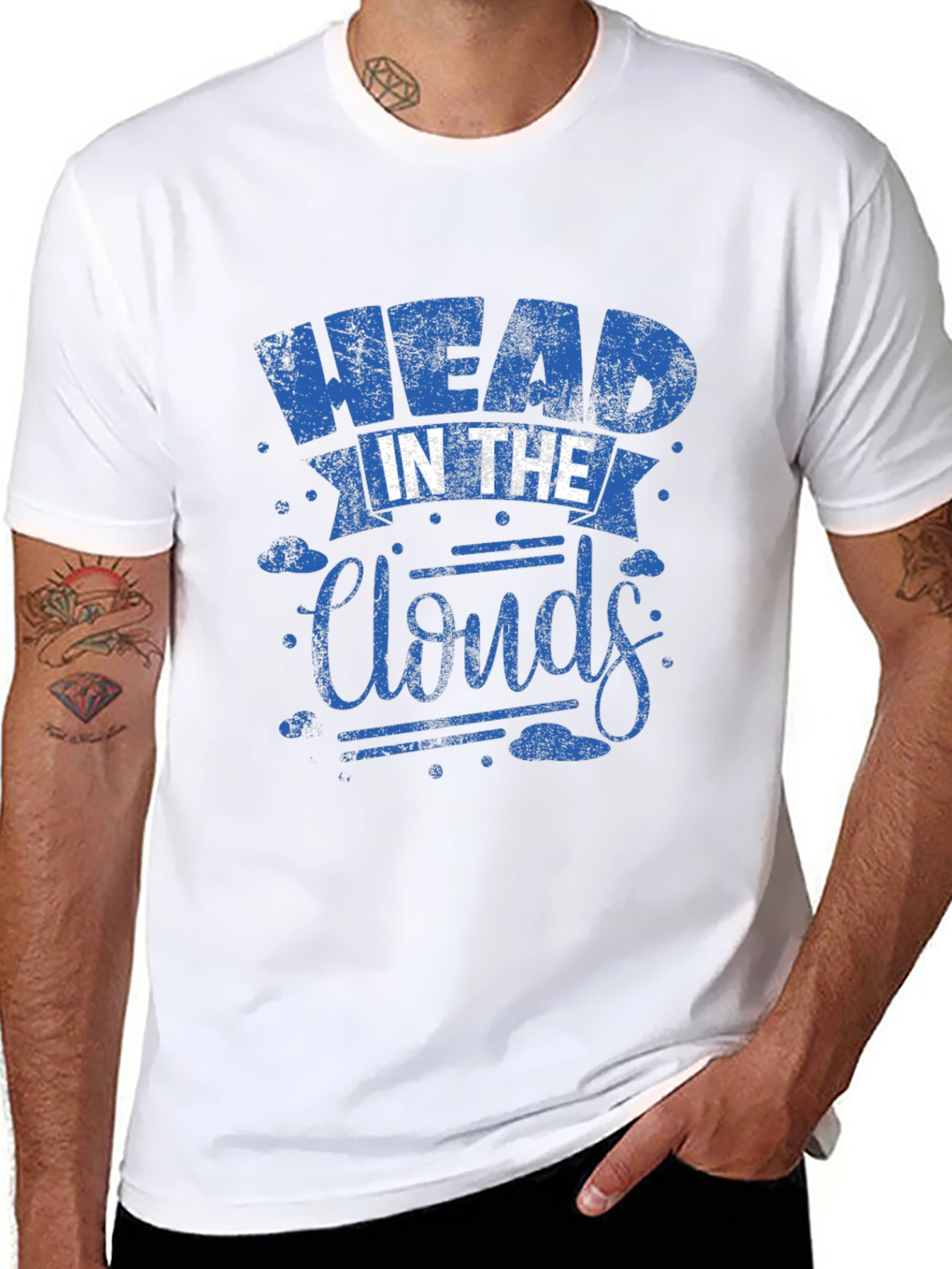 Black Head in the Clouds Graphic Print Black T-Shirt view 8