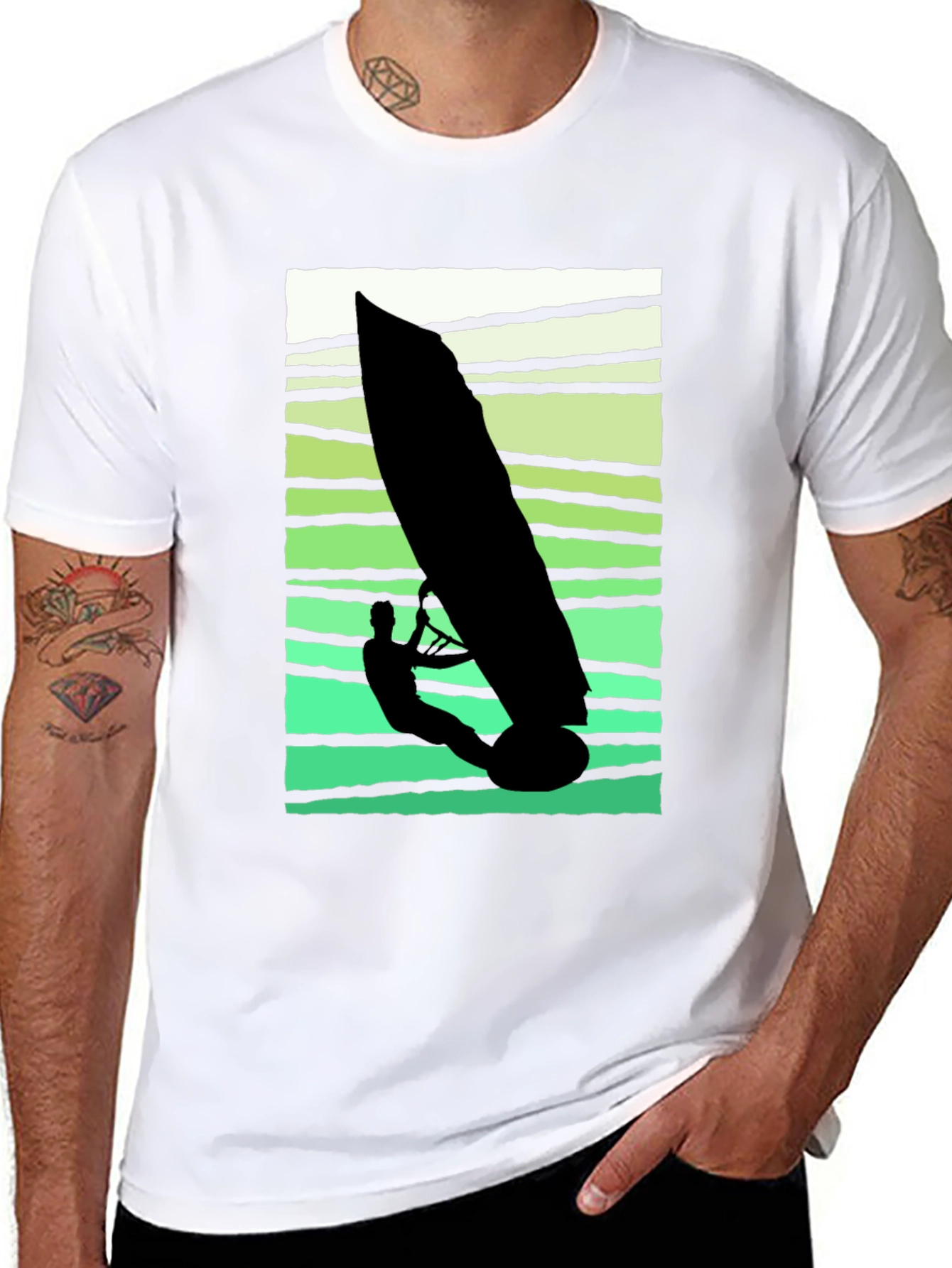 Black Windsurfer Graphic Tee - Cool Summer Vibes view 8