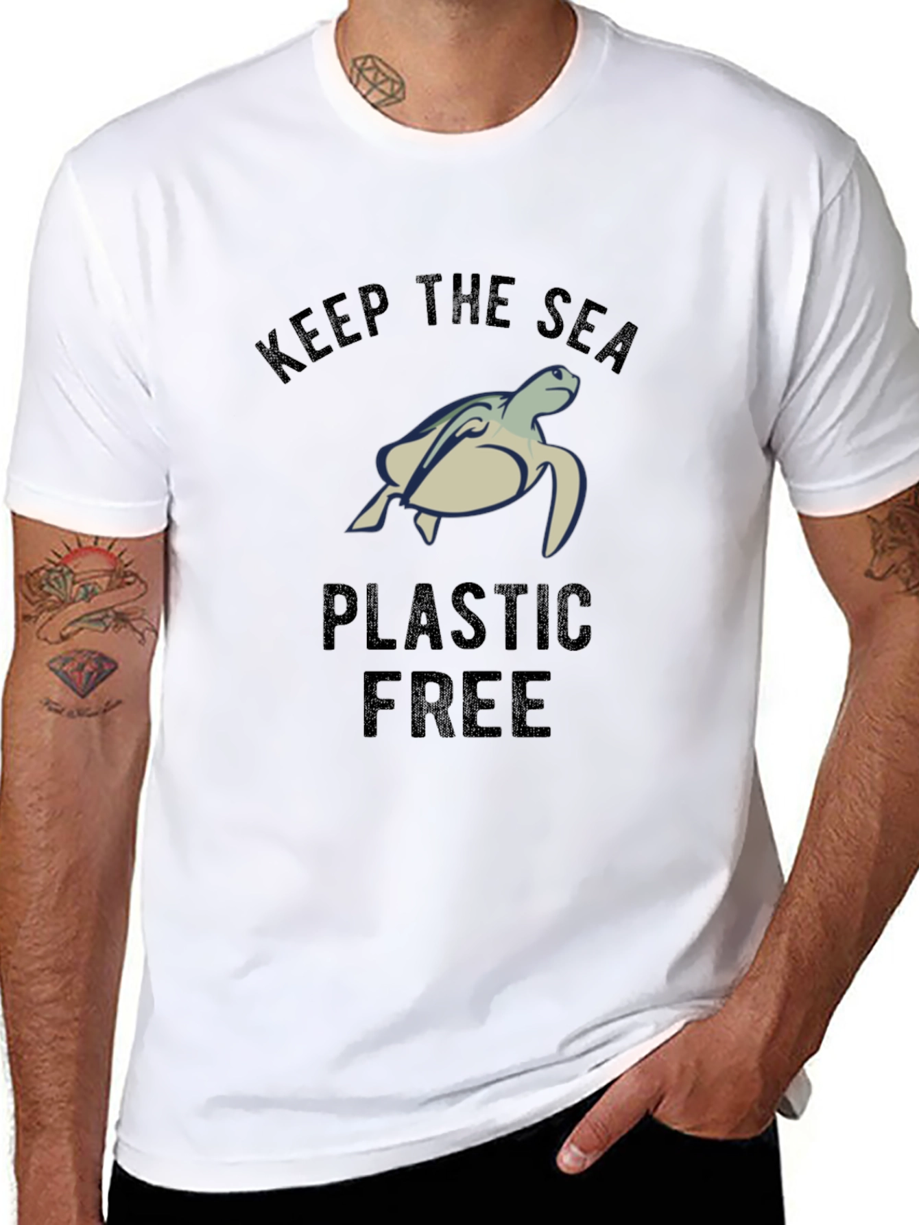 Black Keep The Sea Plastic Free T-Shirt view 8