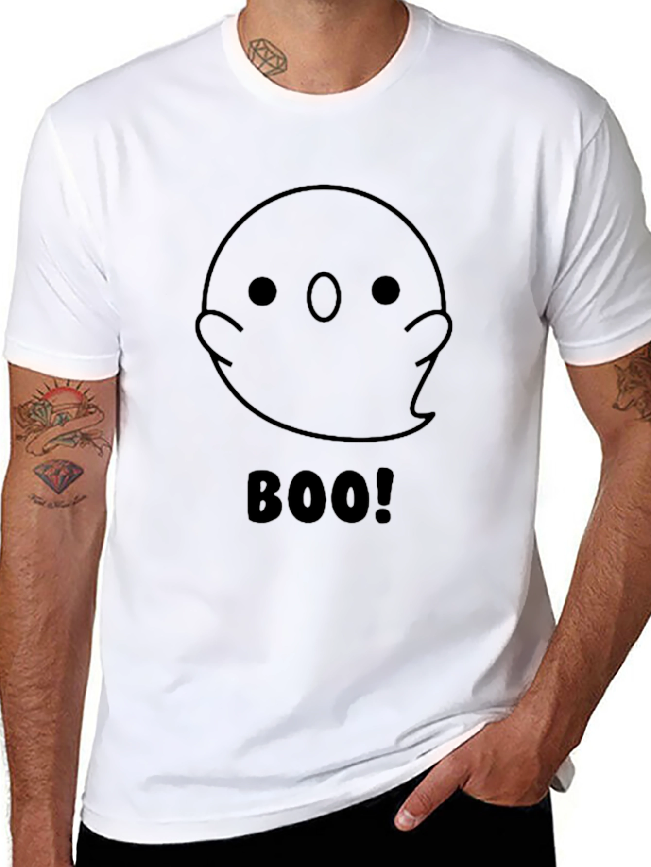 Black Boo! Ghost Graphic Black T-Shirt view 8