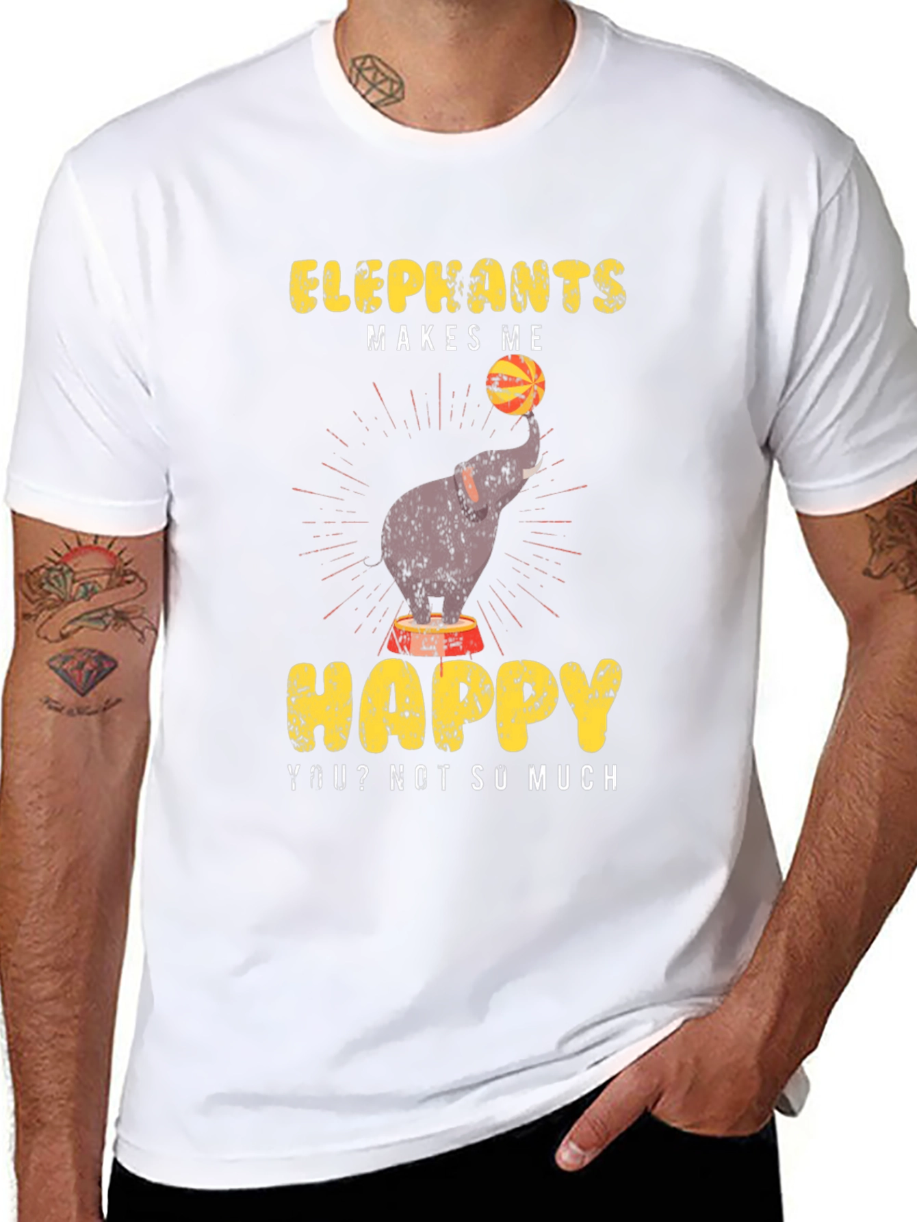 Black Elephant Makes Me Happy Graphic Tee view 8