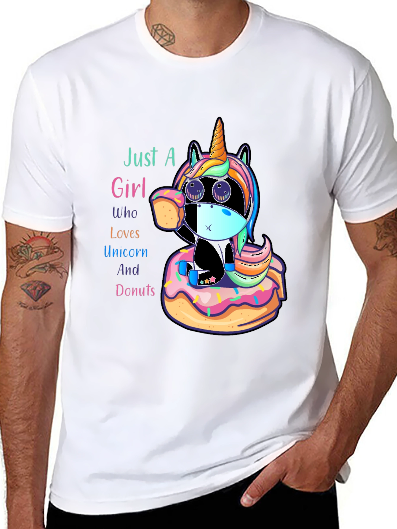 Black Unicorn & Donuts Graphic Tee view 8