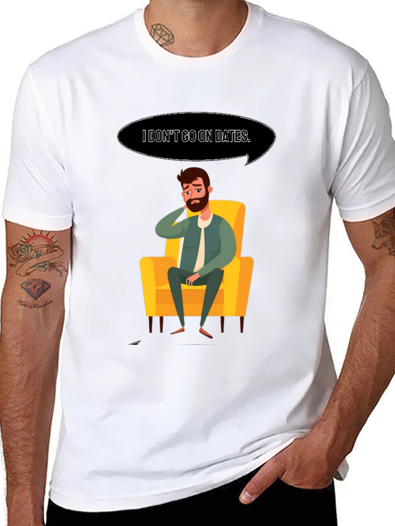 Black Men's "I Don't Go On Dates" Graphic Tee view 8