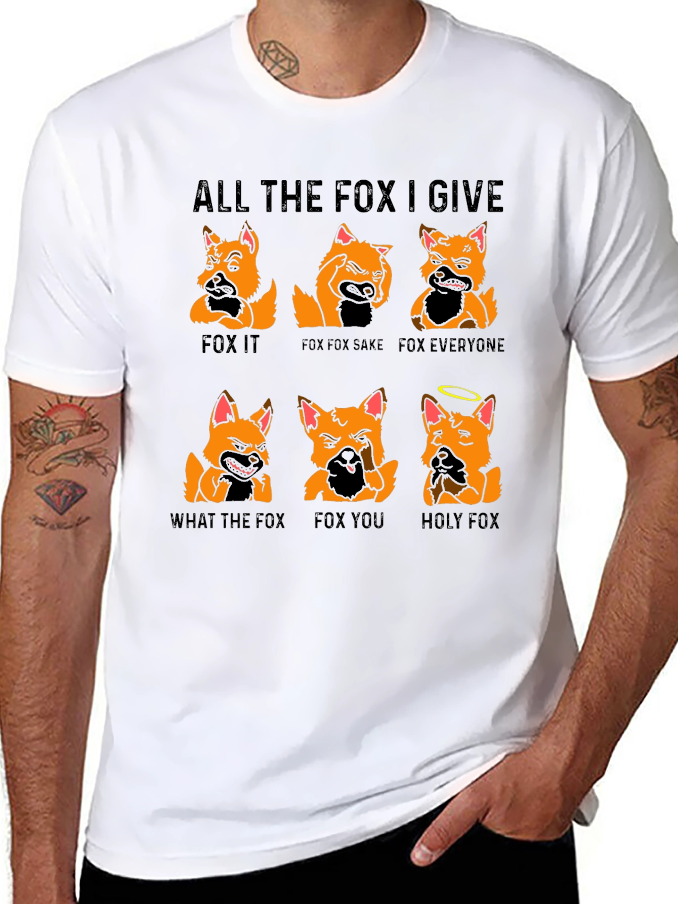 Black All the Fox I Give Graphic T-Shirt view 8