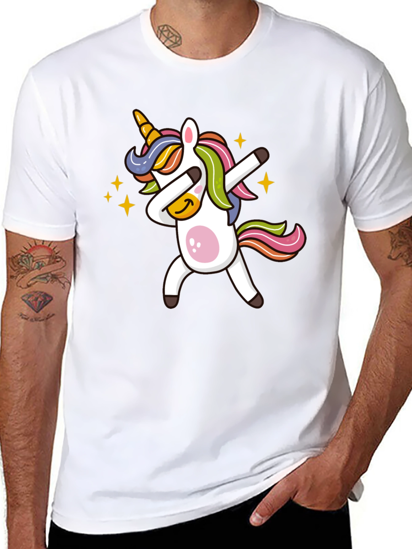Black Dabbing Unicorn Graphic Tee - Black Cotton Blend view 8