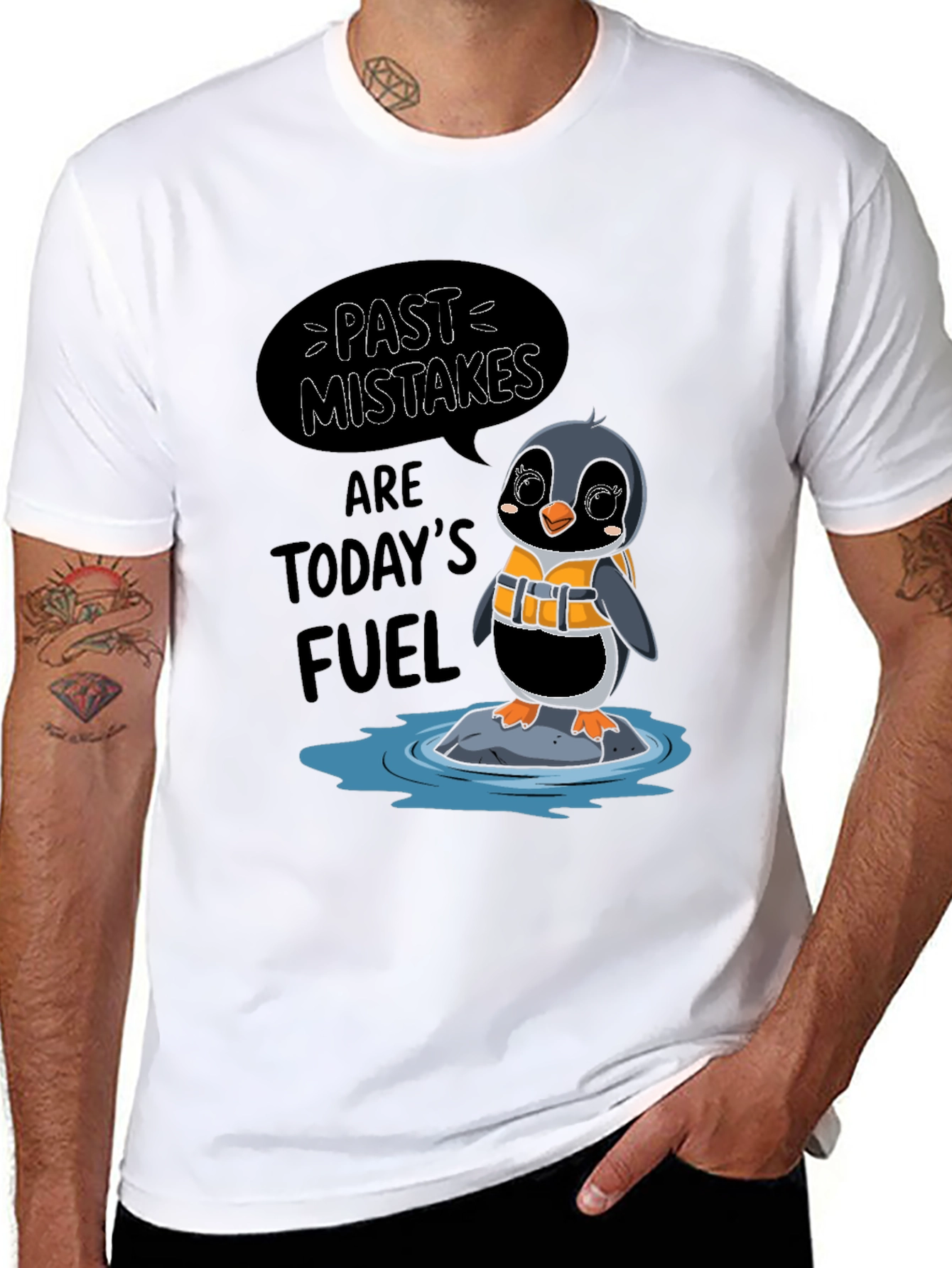 Black Past Mistakes Penguin T-Shirt view 8