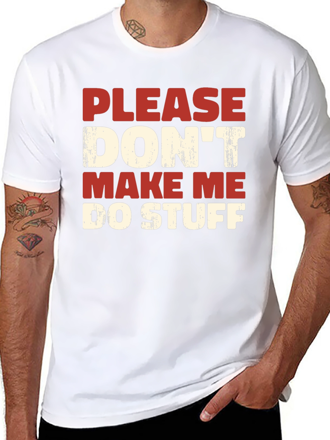 Black Funny Graphic Tee: Please Don't Make Me Do Stuff view 8