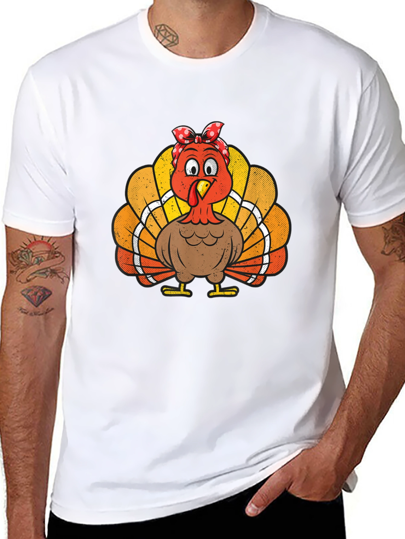 Black Thanksgiving Turkey Bandana T-Shirt view 8