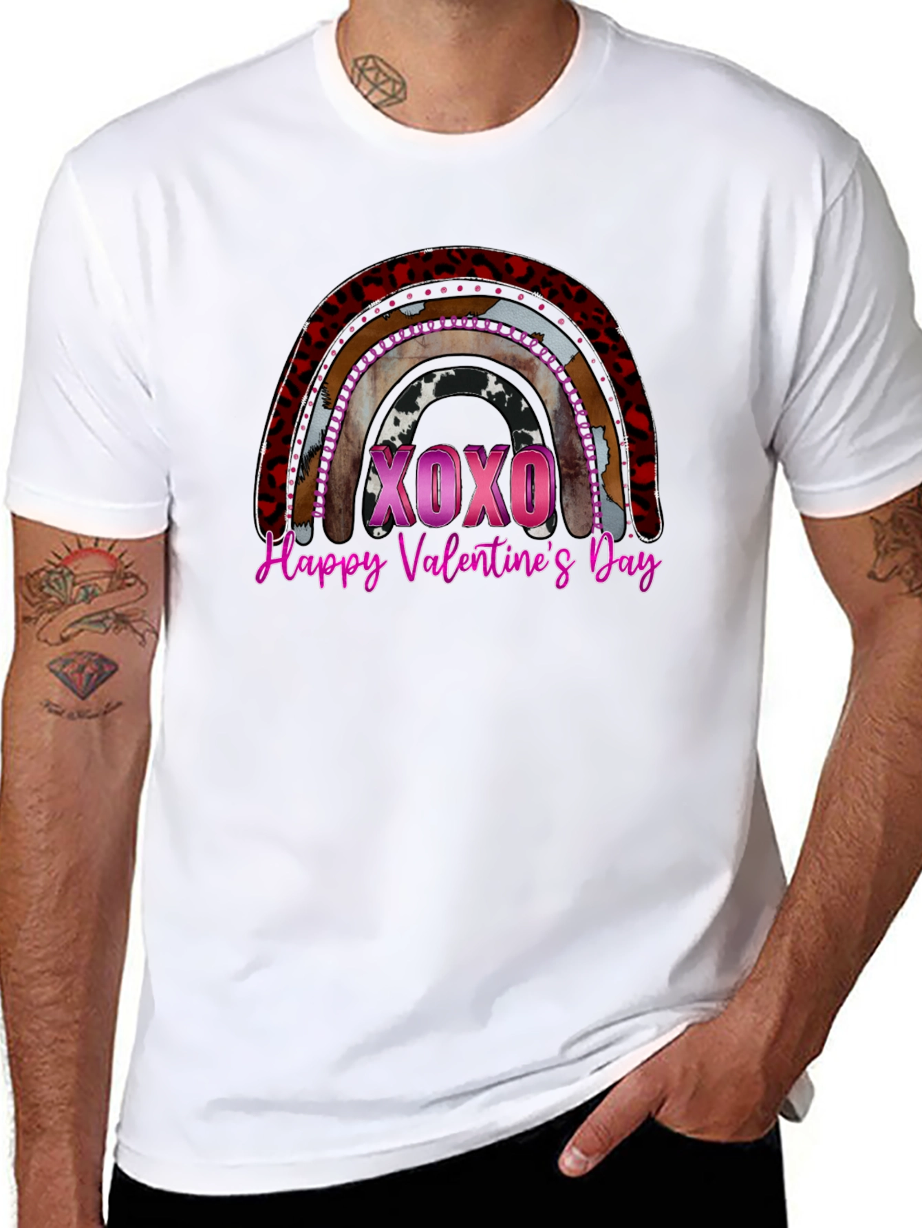 Black Valentine's Day Rainbow Graphic Tee view 8
