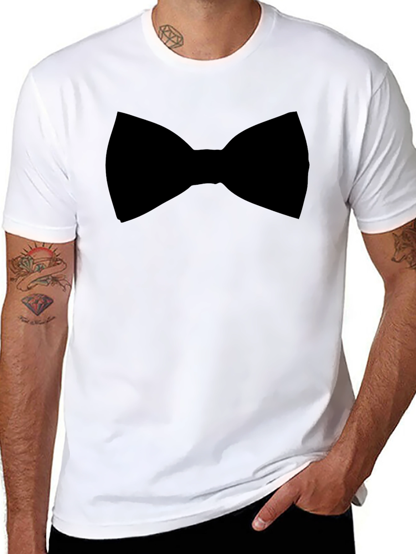 Black Black Bow Tie Graphic Tee - Menswear Casual view 8