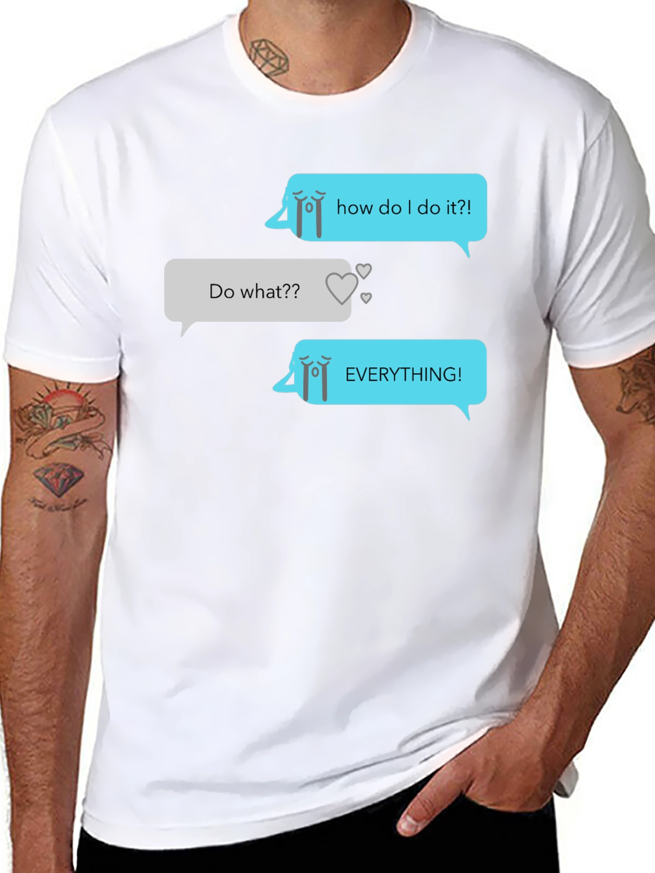 Black Humorous Graphic Texting T-Shirt view 8