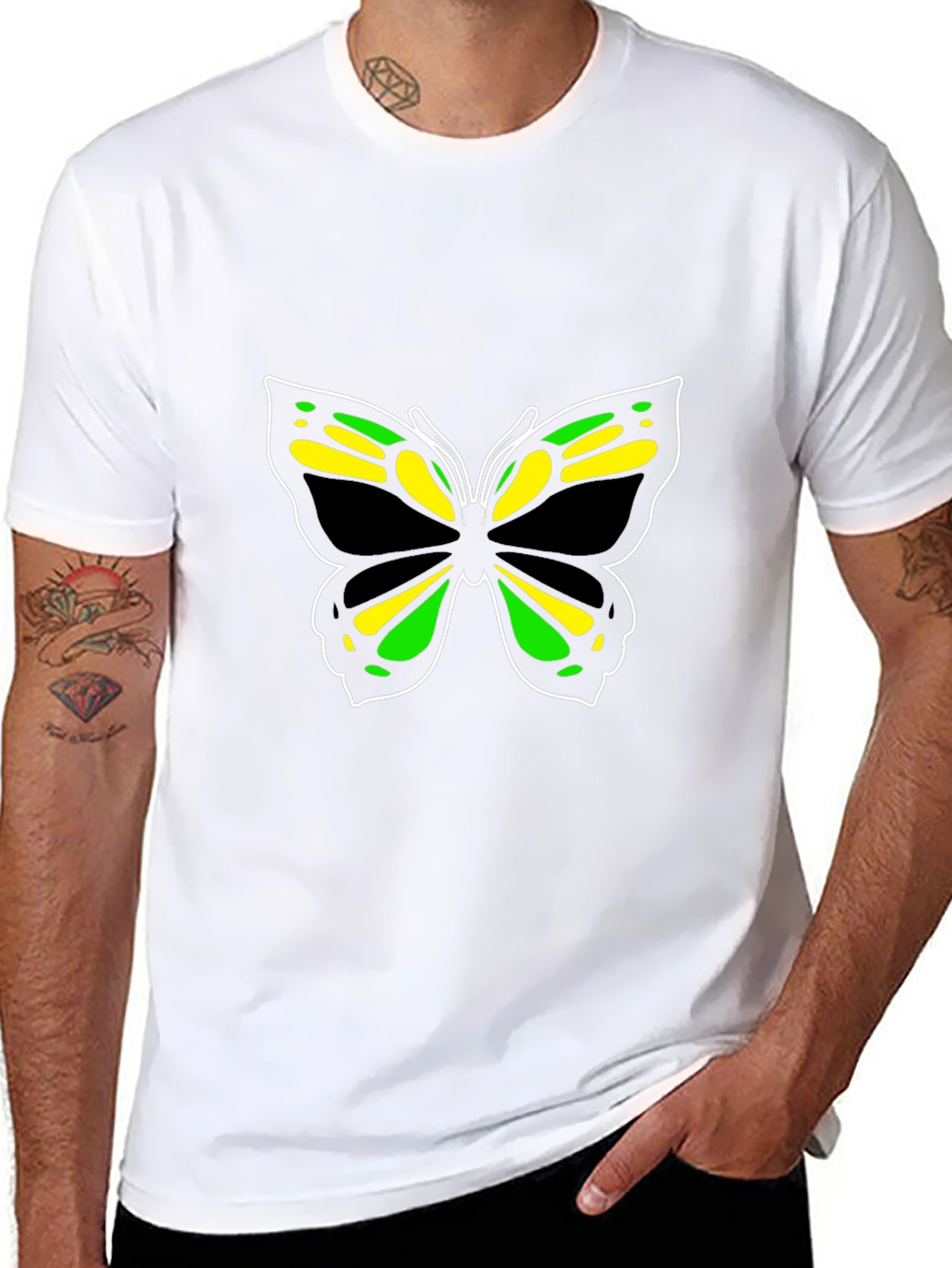 Butterfly Graphic Tee - Stylish Men's Black T-Shirt - 8