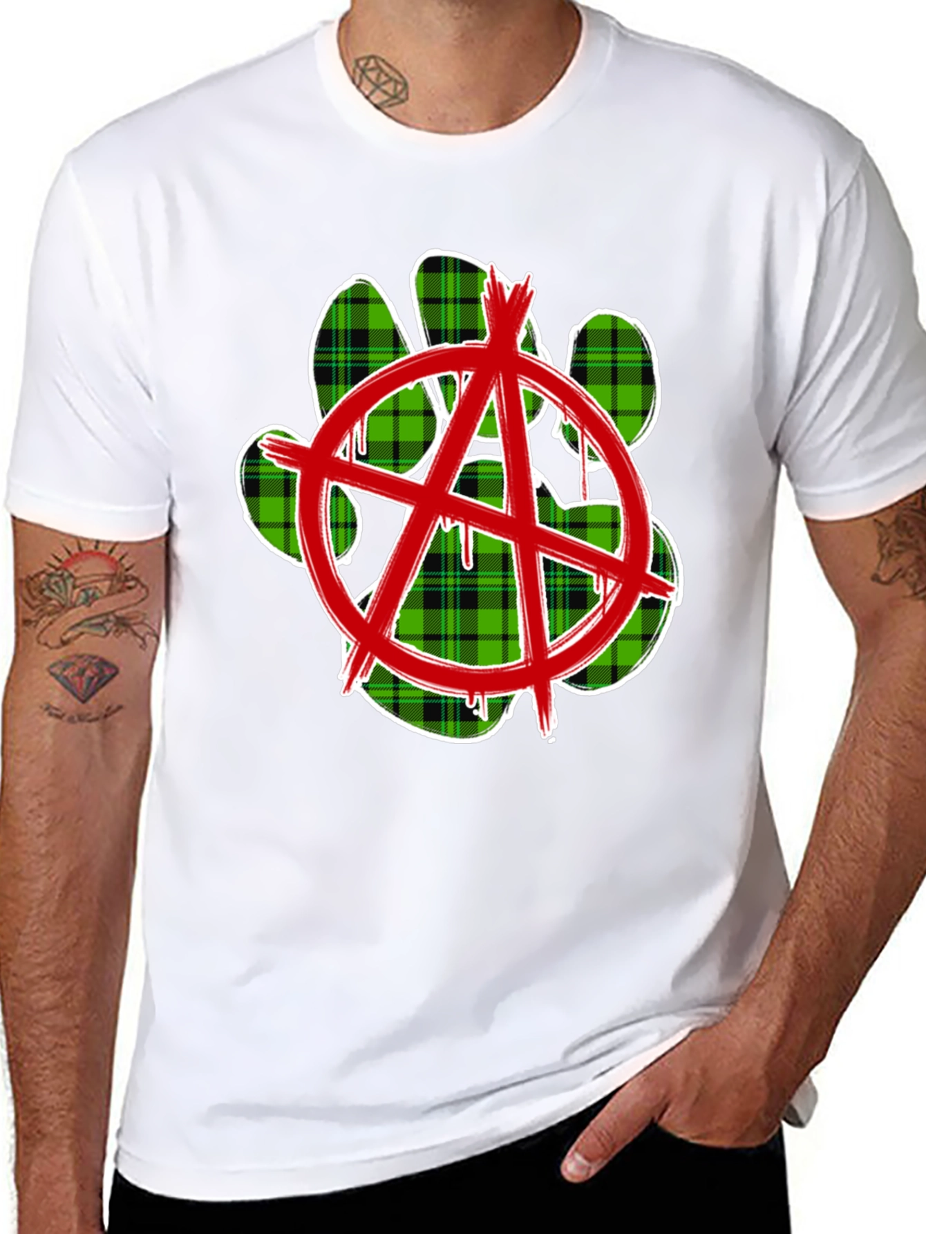 Black Anarchy Paw Print Graphic Tee view 8