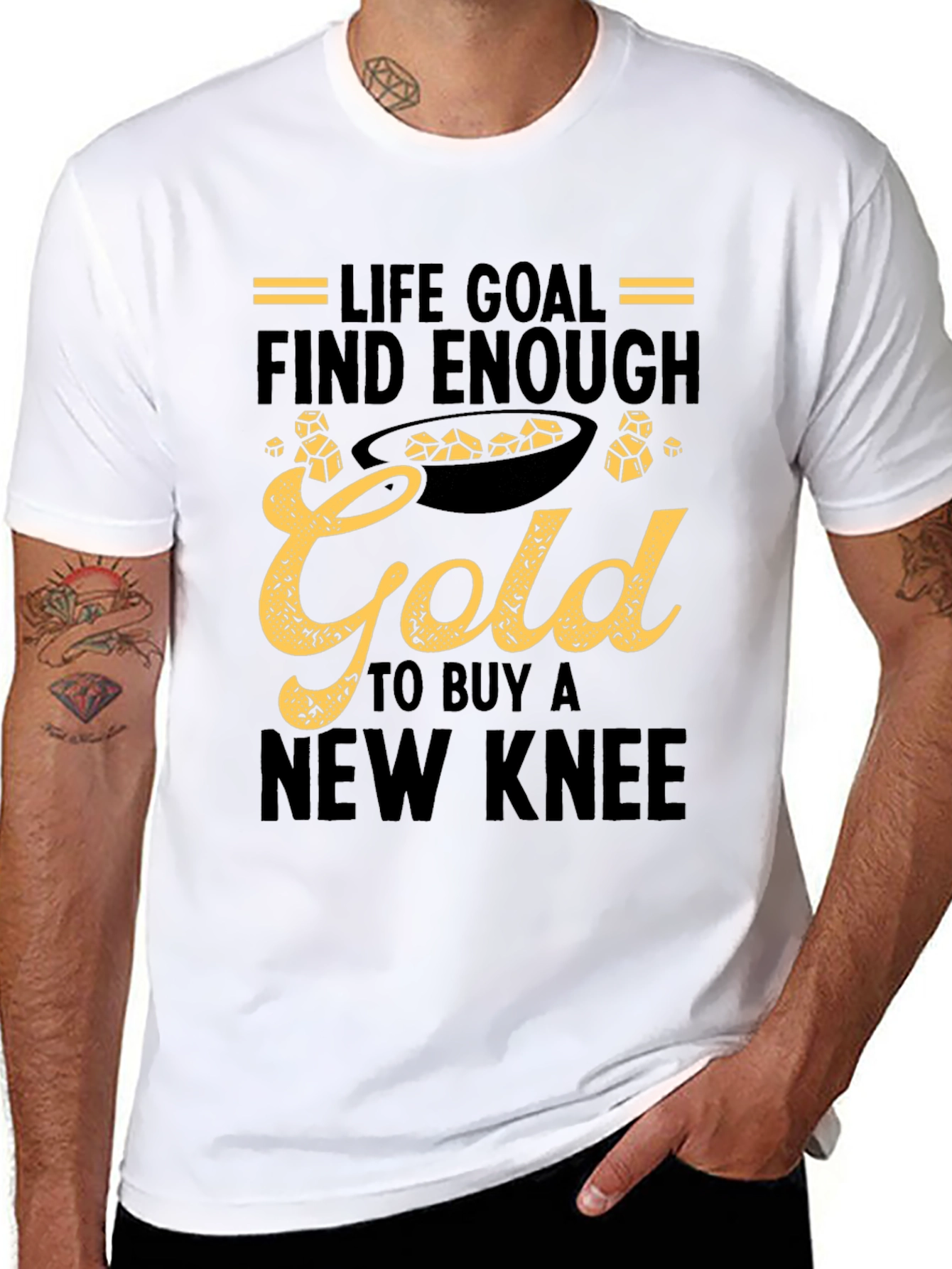 Black Life Goal Gold New Knee Funny T-Shirt view 8