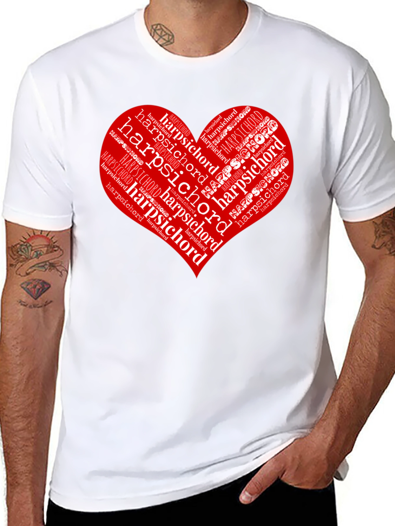Black Harpsichord Heart T-Shirt - Music Lover Tee view 8