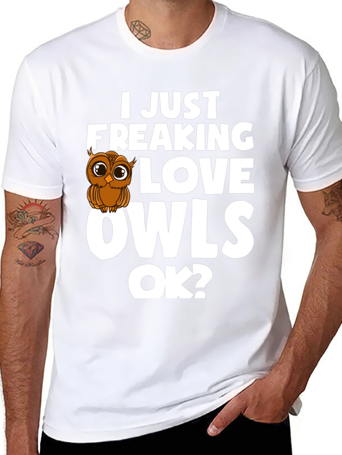 Black I Love Owls T-Shirt - Unisex Black Tee view 8