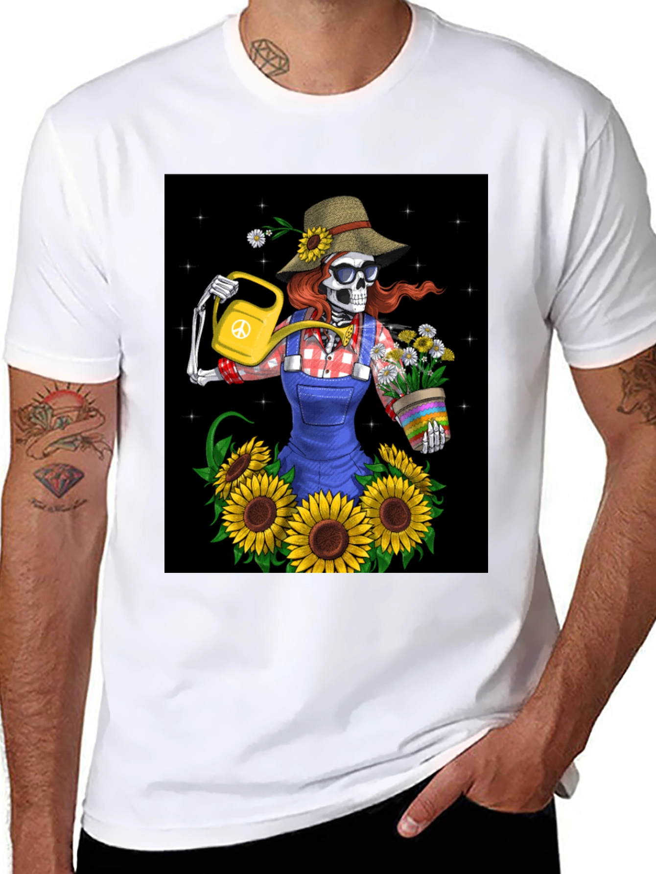 Black Skeleton Gardener Graphic T-Shirt view 8