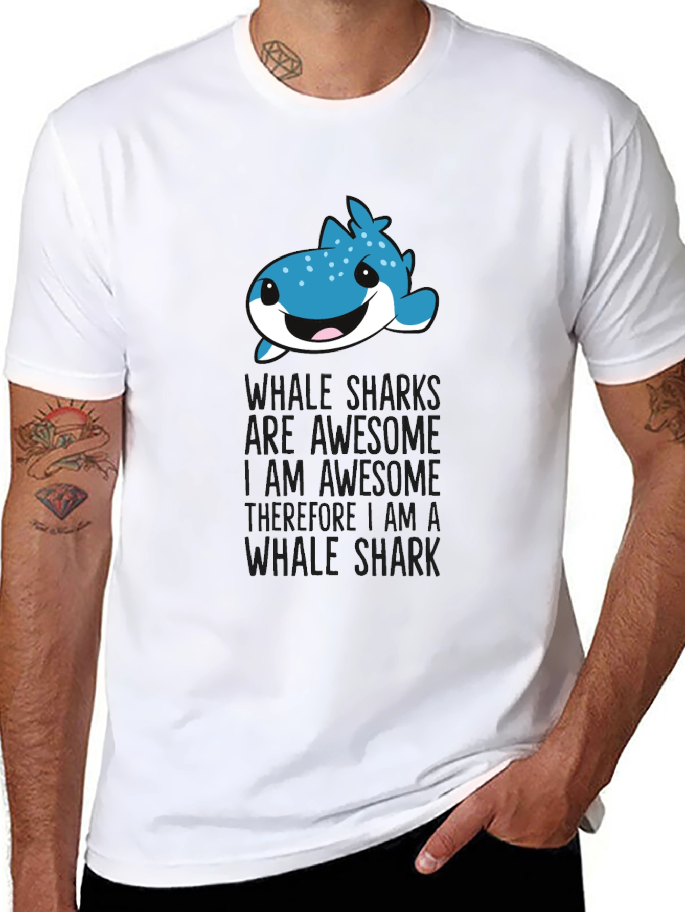 Black Whale Shark Awesome Funny Graphic T-Shirt view 8