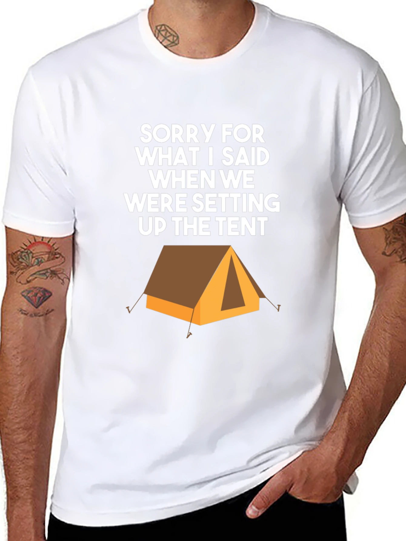 Black Camping Tent Humor Graphic Tee - Sorry For What I Said T-Shirt view 8