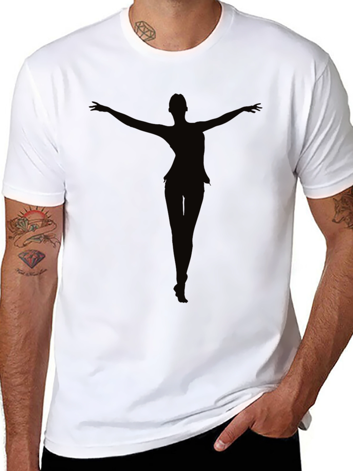 Black Silhouette Dancer Graphic Tee - Men's Black T-Shirt view 8