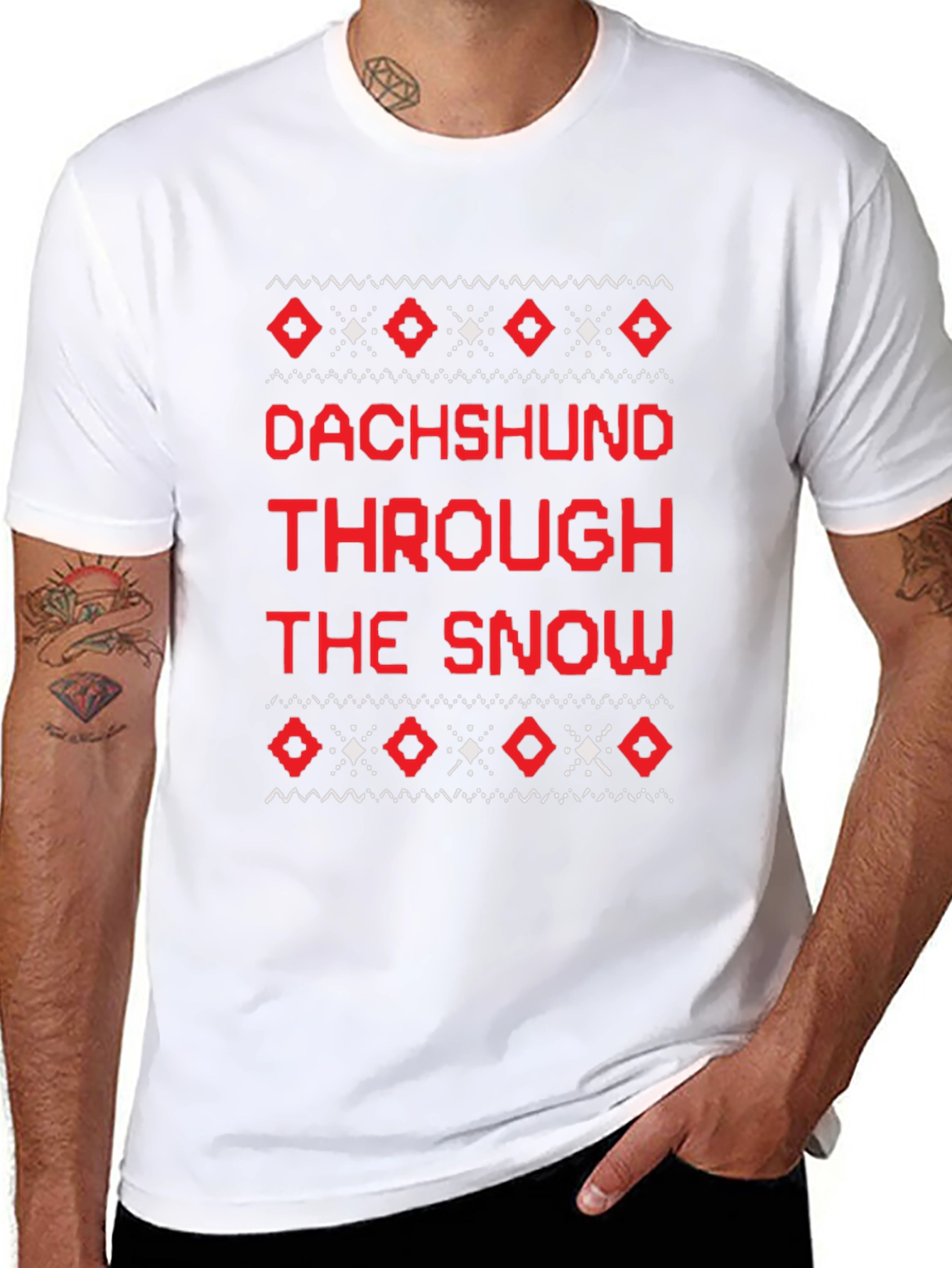 Black Dachshund Through the Snow T-Shirt view 8