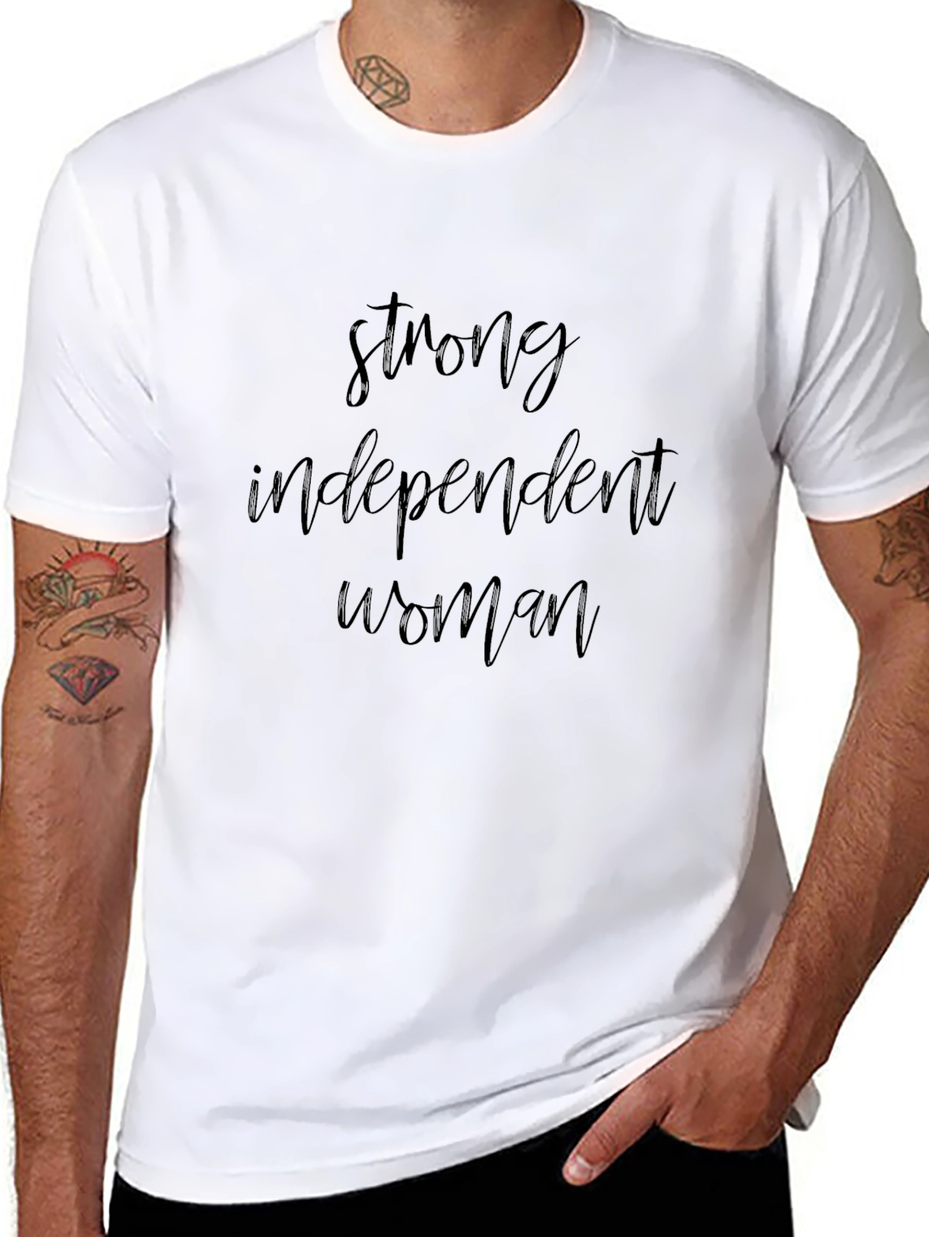 Black Strong Independent Woman Black Graphic T-Shirt view 8