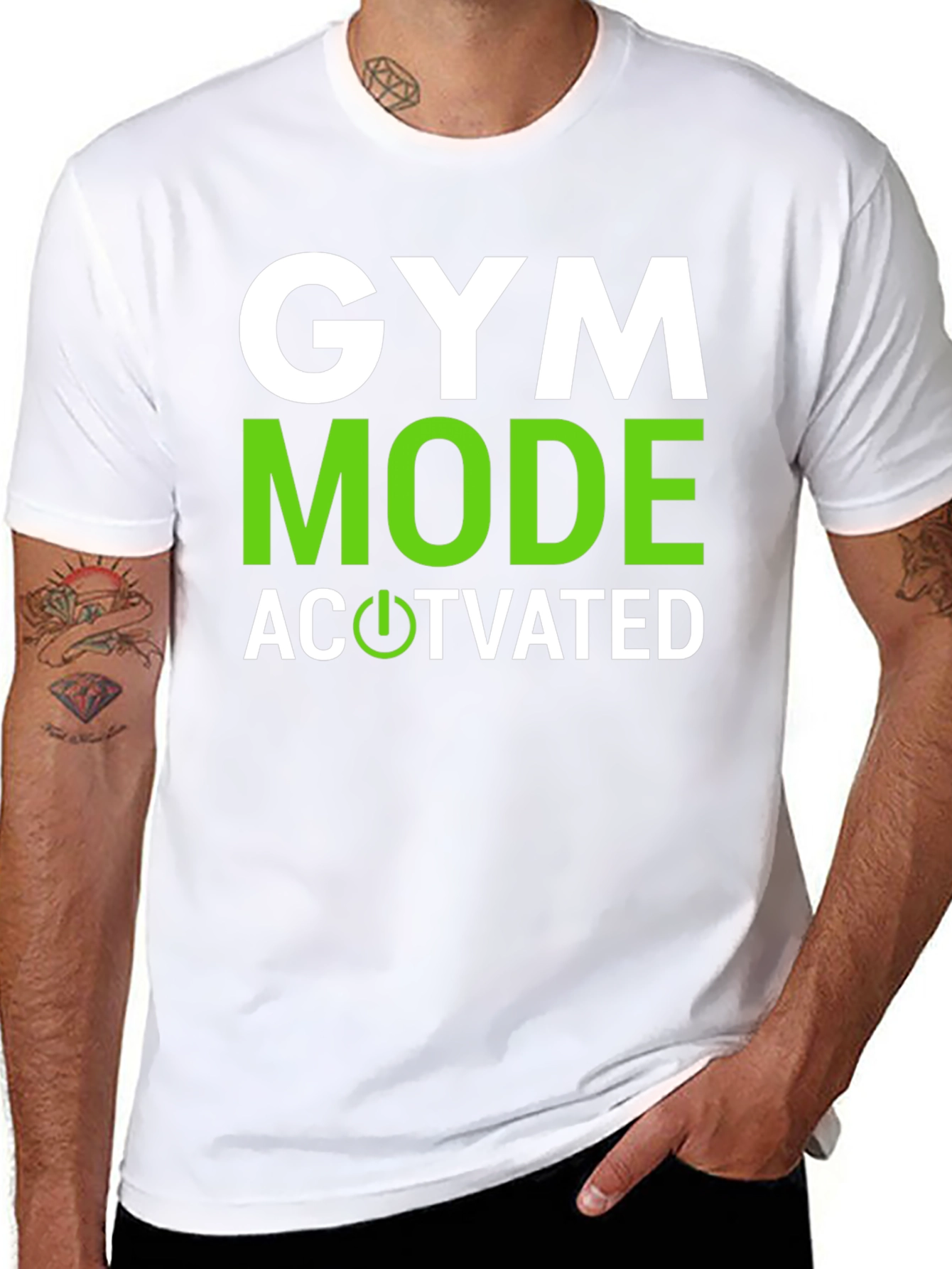 Black Gym Mode Activated Graphic Tee - Black Cotton view 8