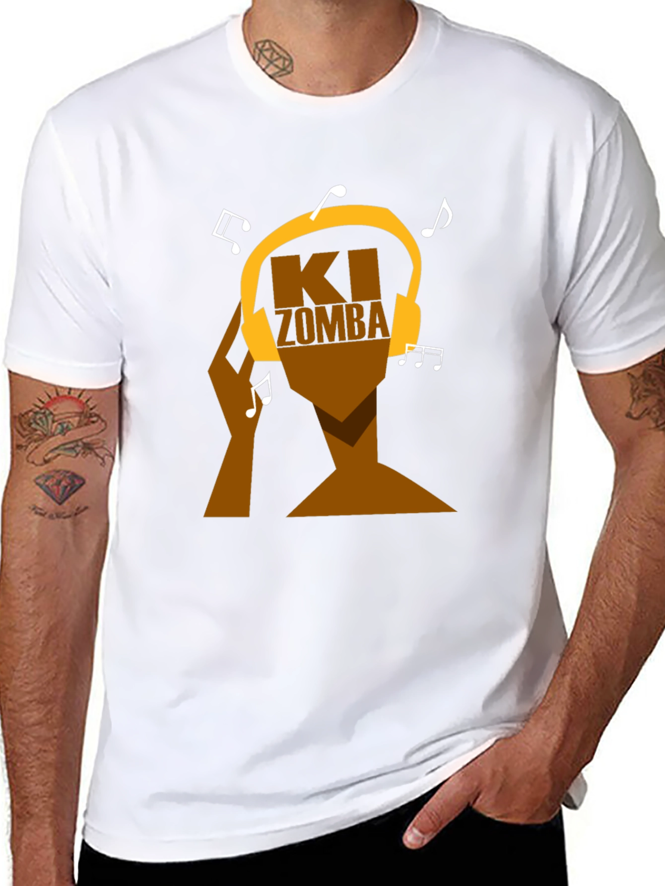 Black Ki Zomba Music Headphone T-Shirt view 8