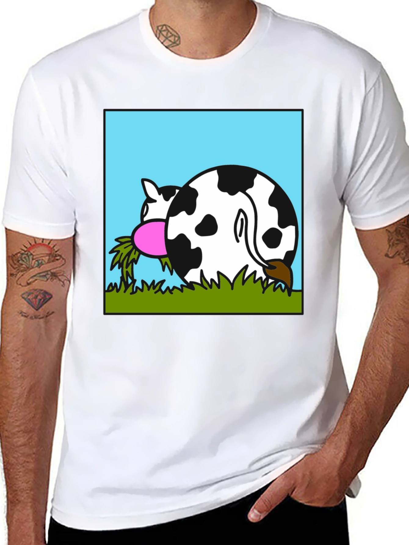 Black Funny Cow Butt T-Shirt - Black view 8
