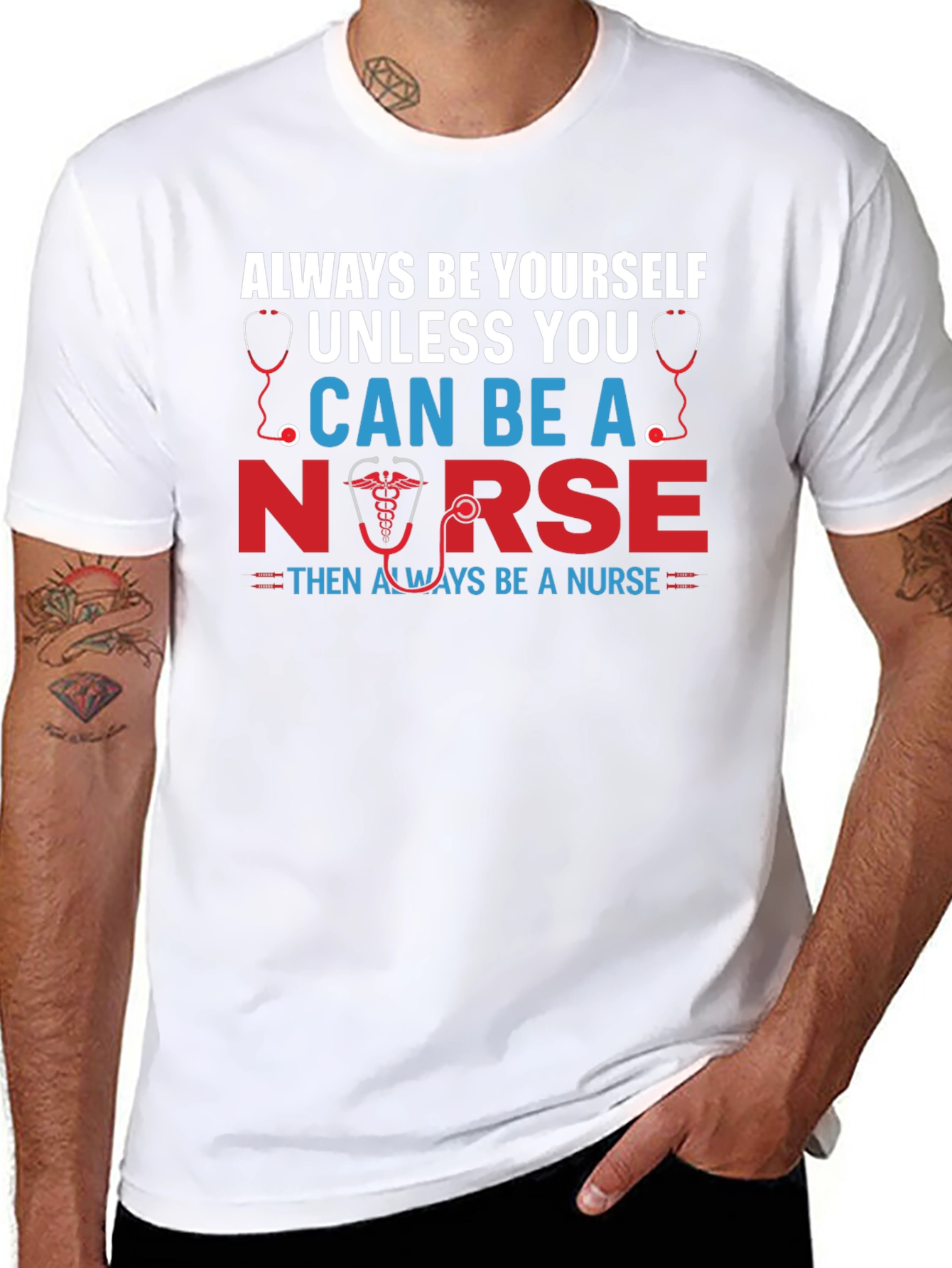 Black Always Be Yourself Nurse Graphic T-Shirt view 8