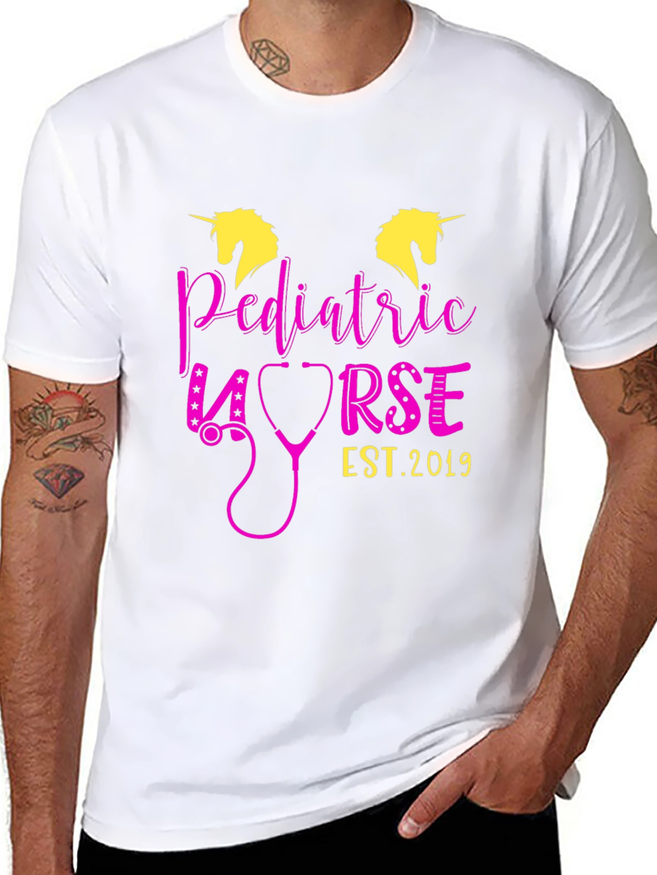 Black Pediatric Nurse Unicorn T-Shirt - Est. 2019 view 8