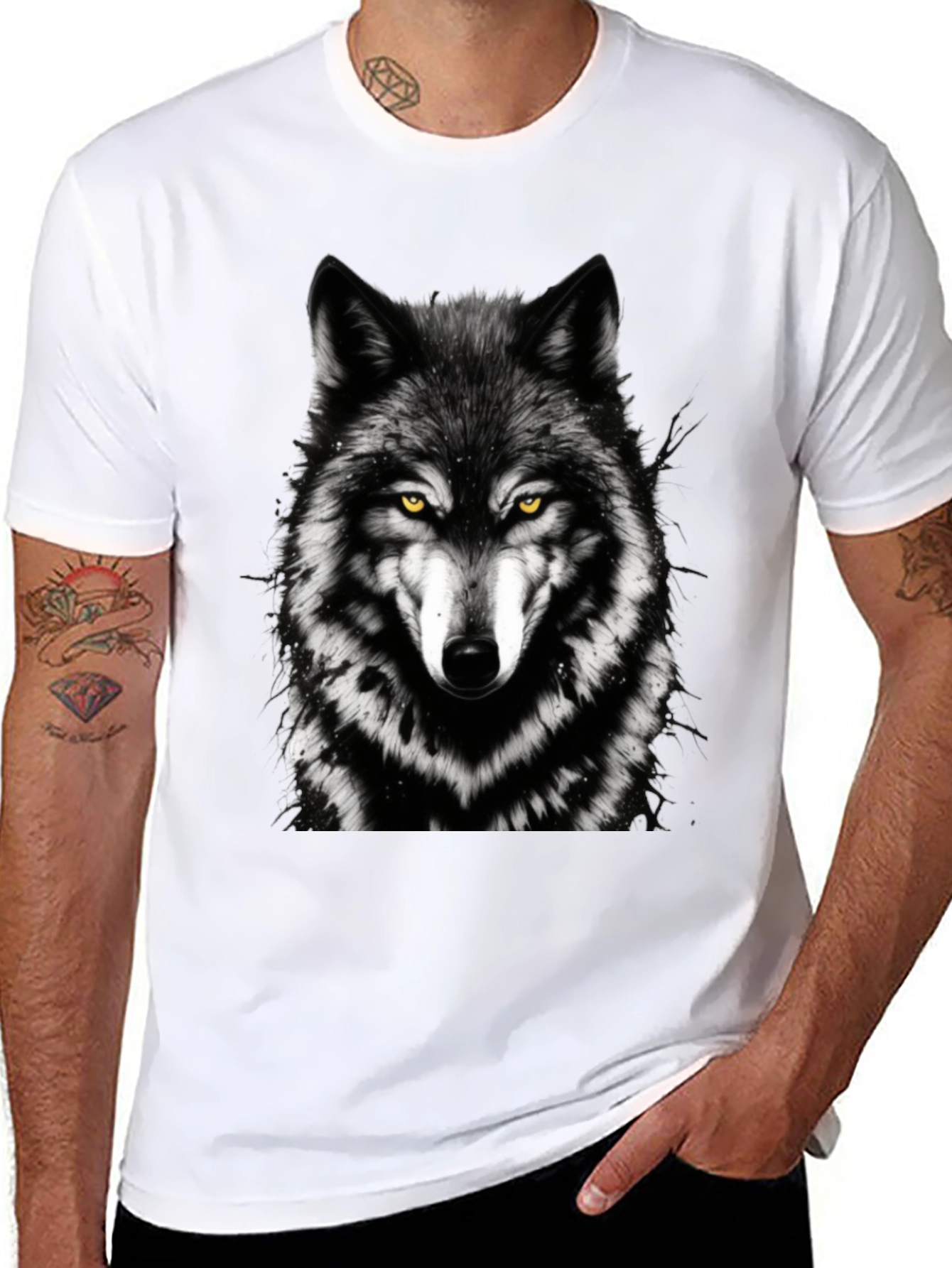Black Wolf Graphic Tee - Black Cotton Short Sleeve view 8