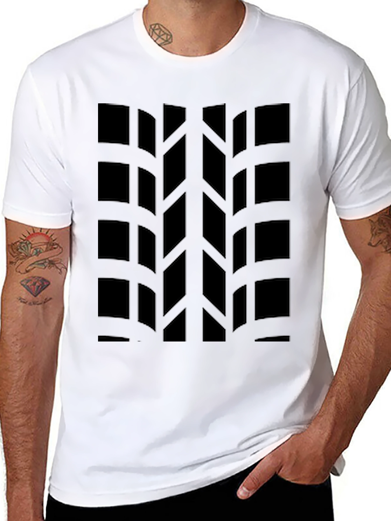 Black Black Tire Tread Graphic Tee - Auto Enthusiast Apparel view 8