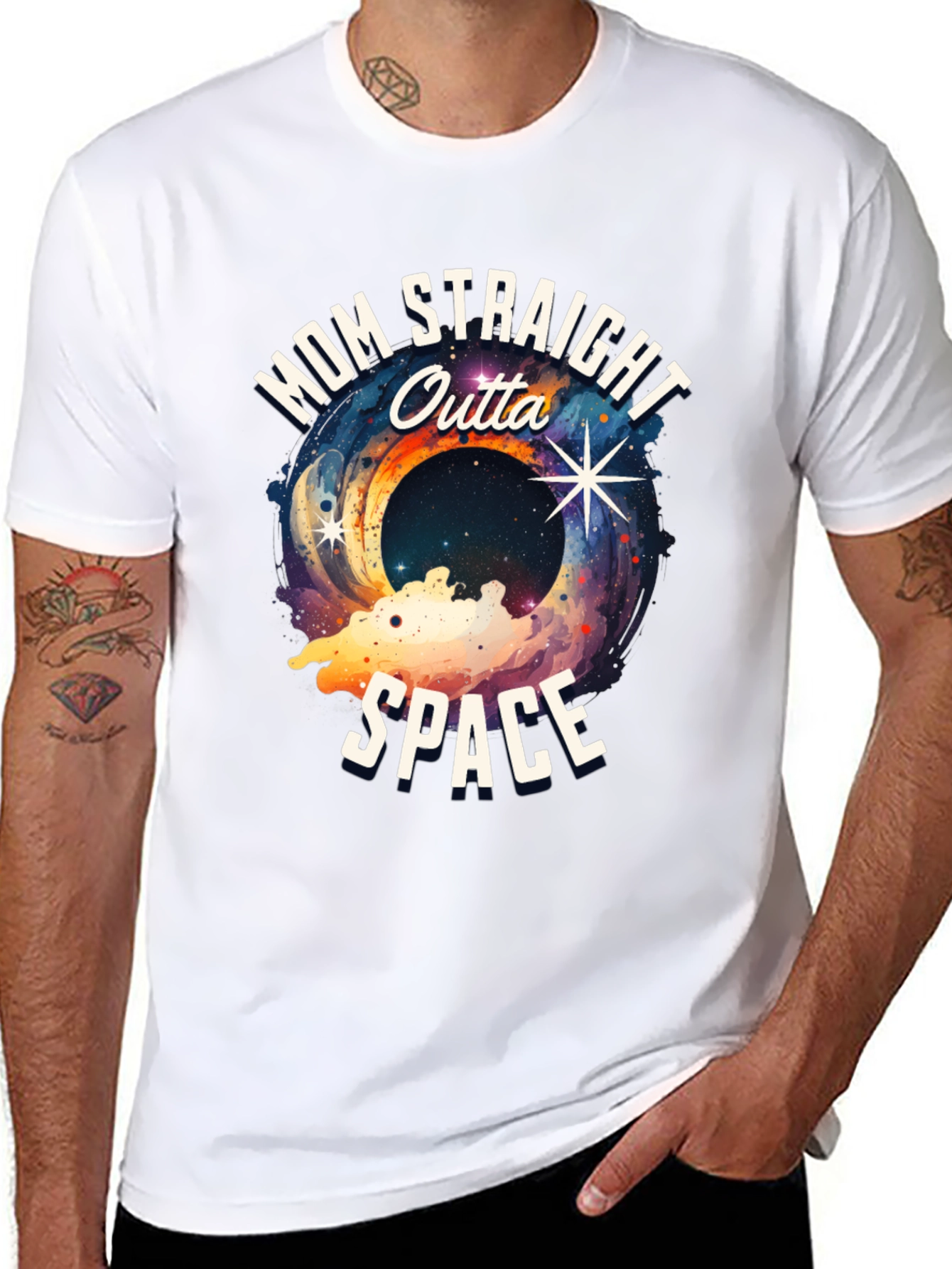 Black Mom Straight Outta Space Graphic T-Shirt view 8