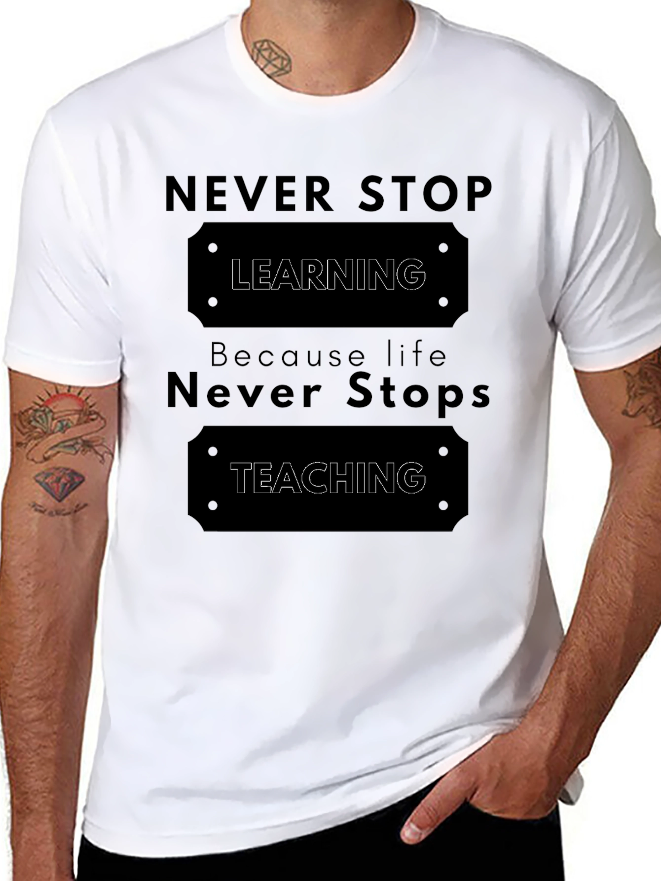 Black Never Stop Learning T-Shirt view 8