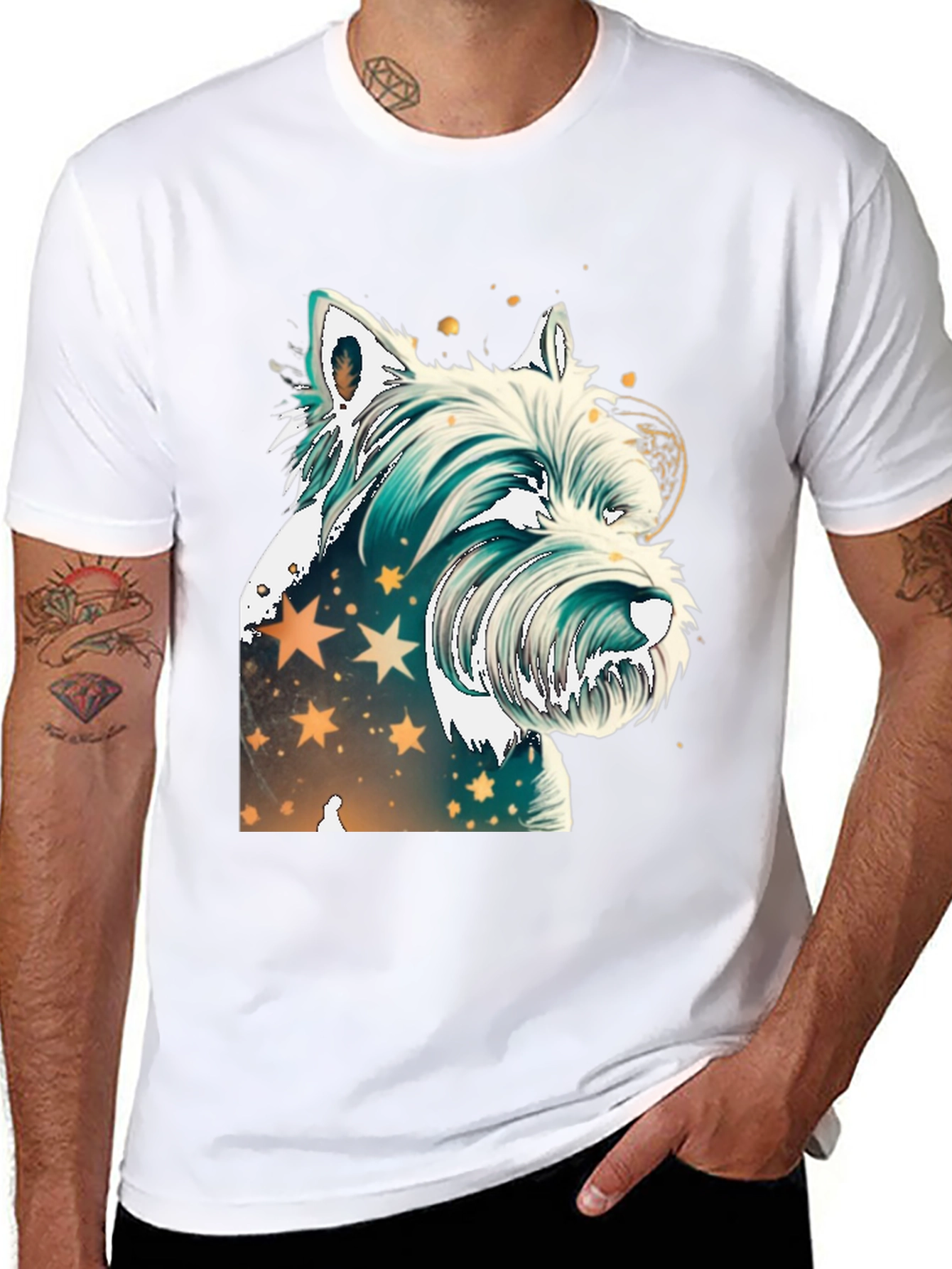 Black Westie Dog Graphic Tee - Starry Design view 8