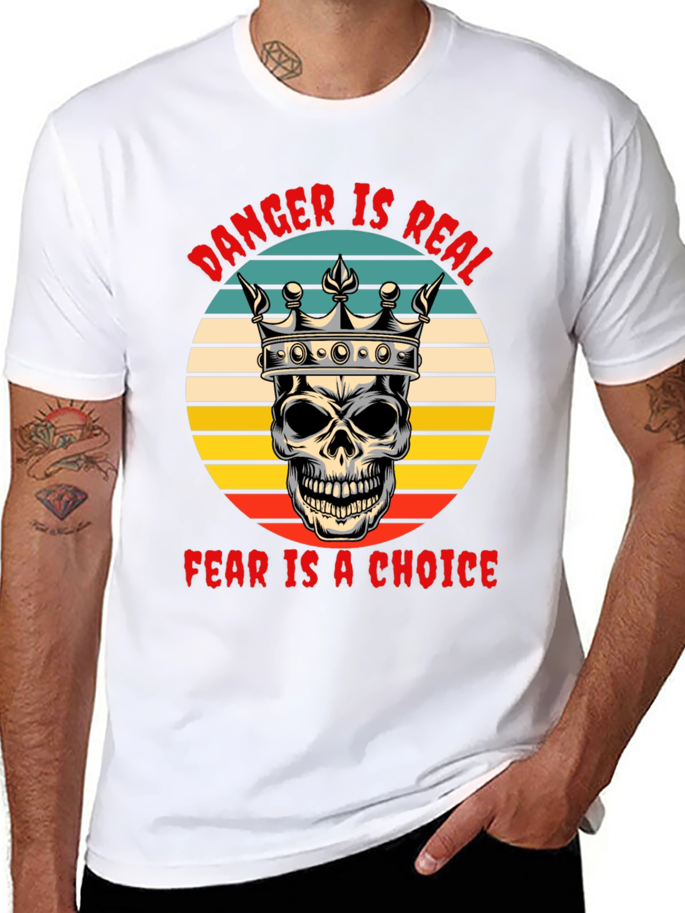 Black Danger Is Real Skull Graphic Tee view 8