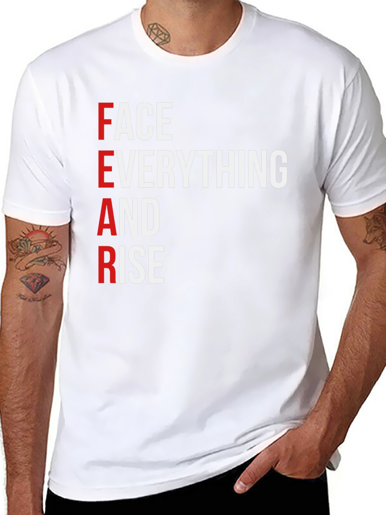 Black Motivational 'FEAR' Graphic T-Shirt view 8
