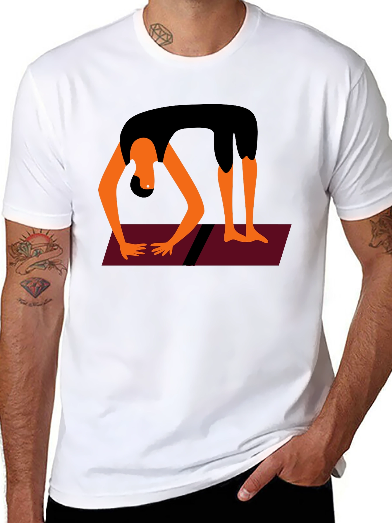 Black Yoga Pose Graphic Tee - Black Cotton Blend view 8