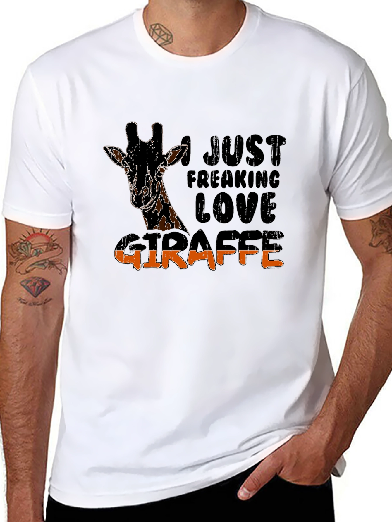 Black I Just Freaking Love Giraffe Graphic Tee view 8