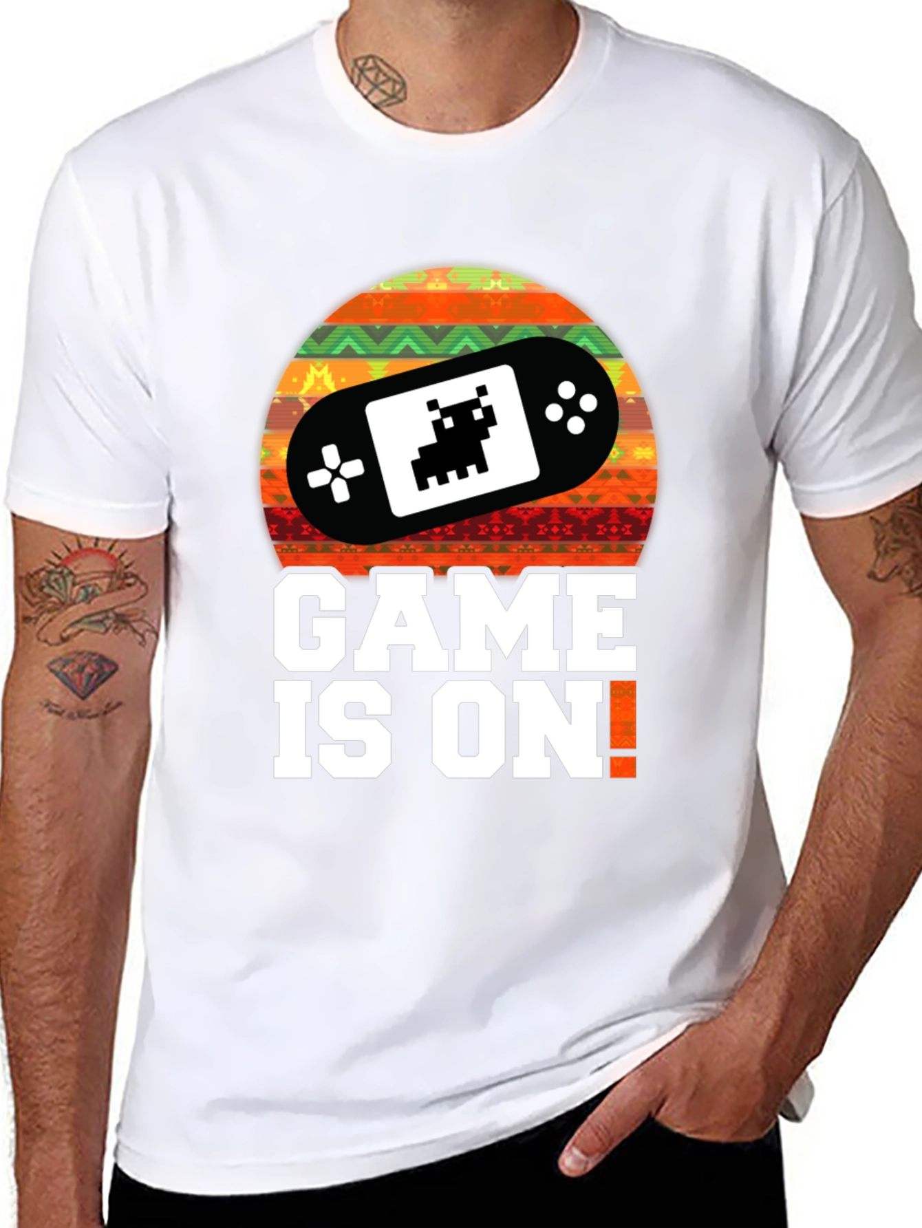 Black Game On! Retro Gamer T-Shirt - Black view 8