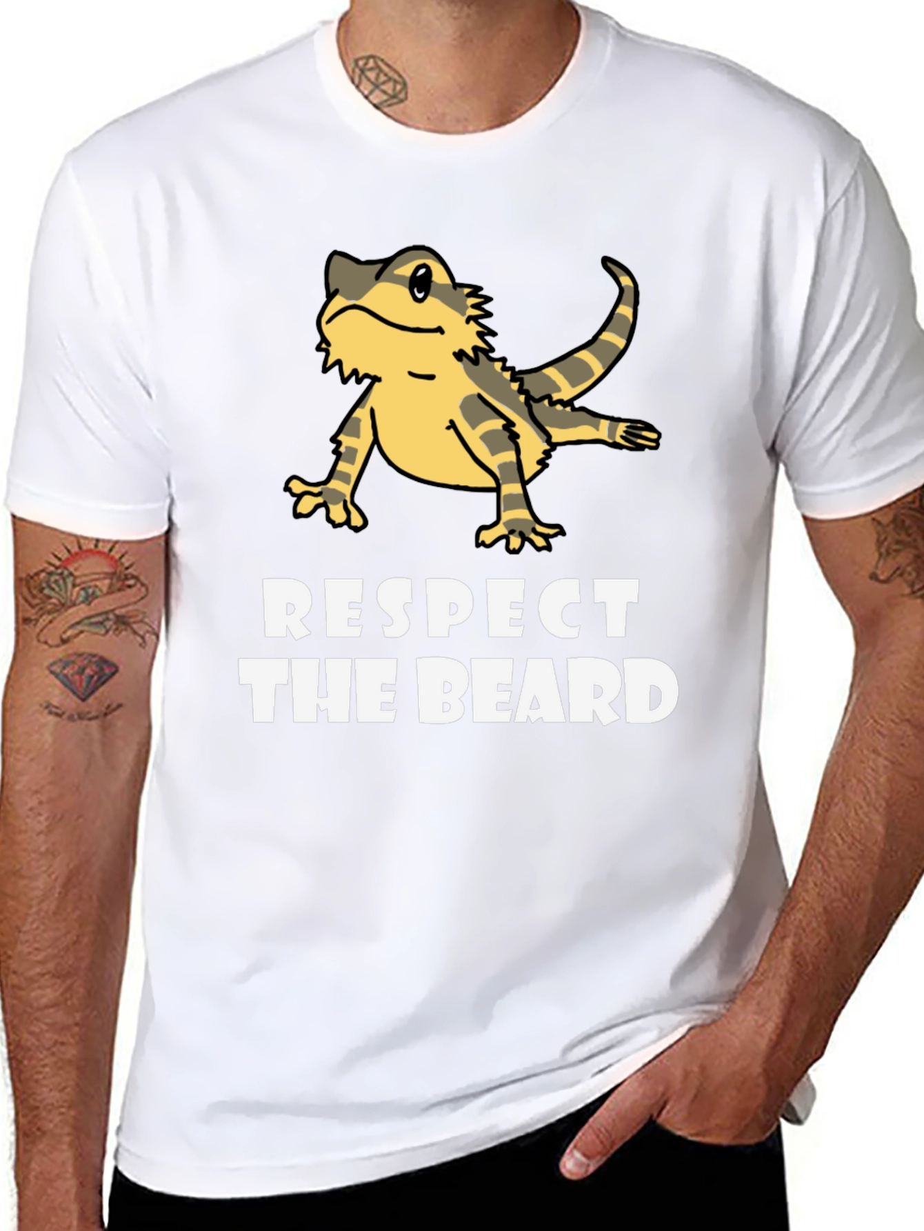 Black Respect The Beard Bearded Dragon T-Shirt view 8