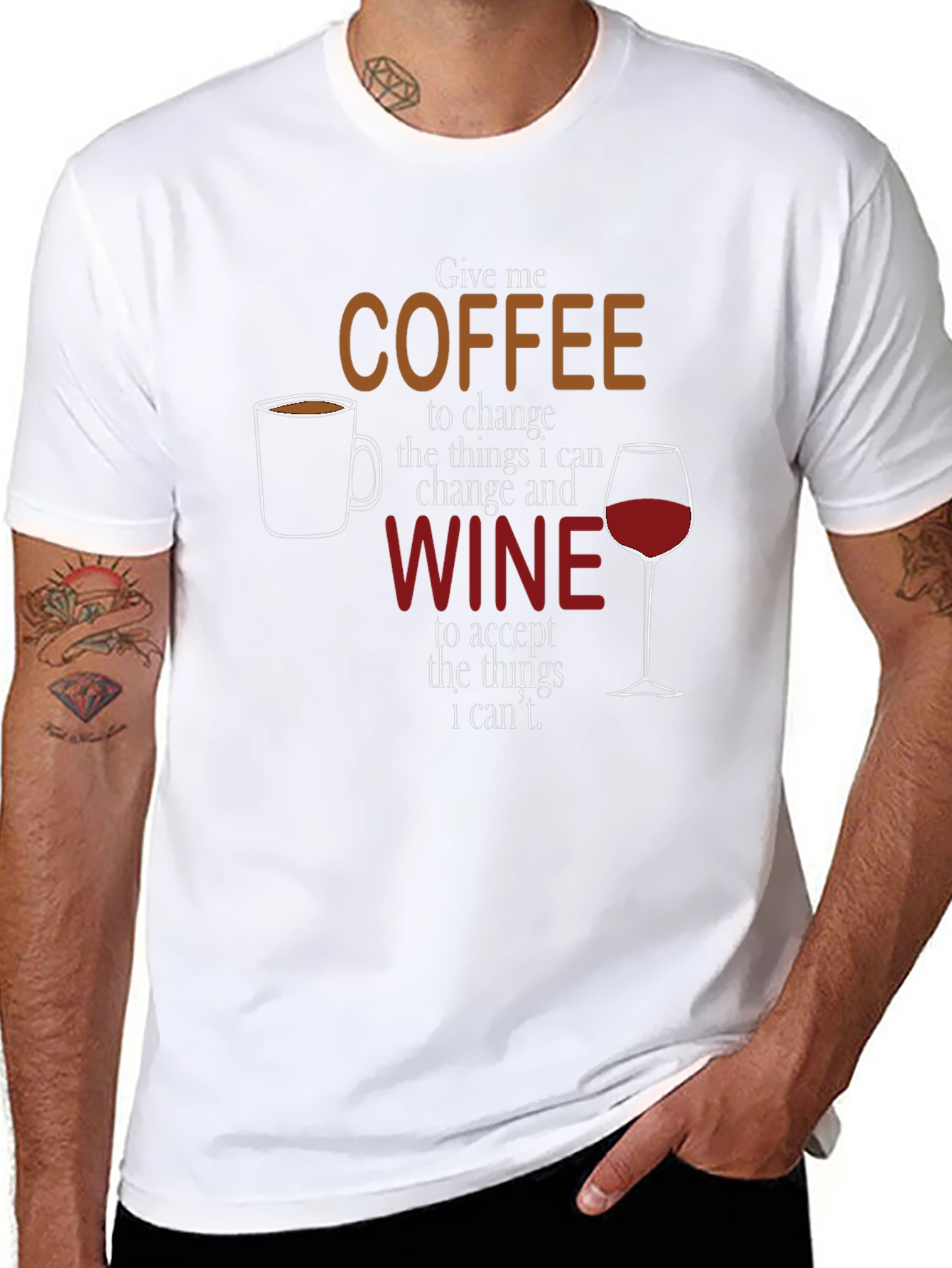 Black Coffee and Wine T-Shirt - Funny Slogan Tee view 8