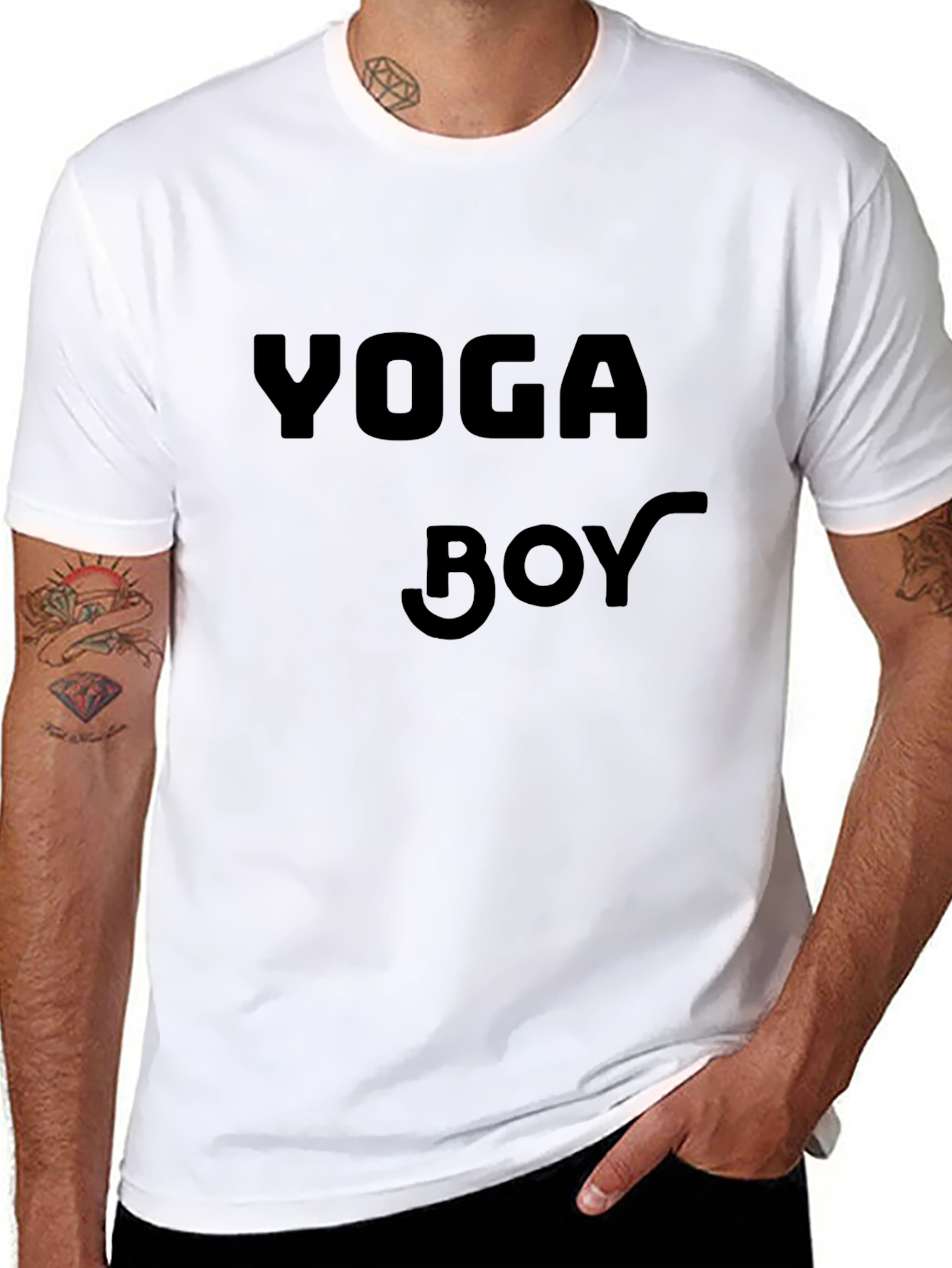 Black Yoga Boy Black Cotton T-Shirt view 8