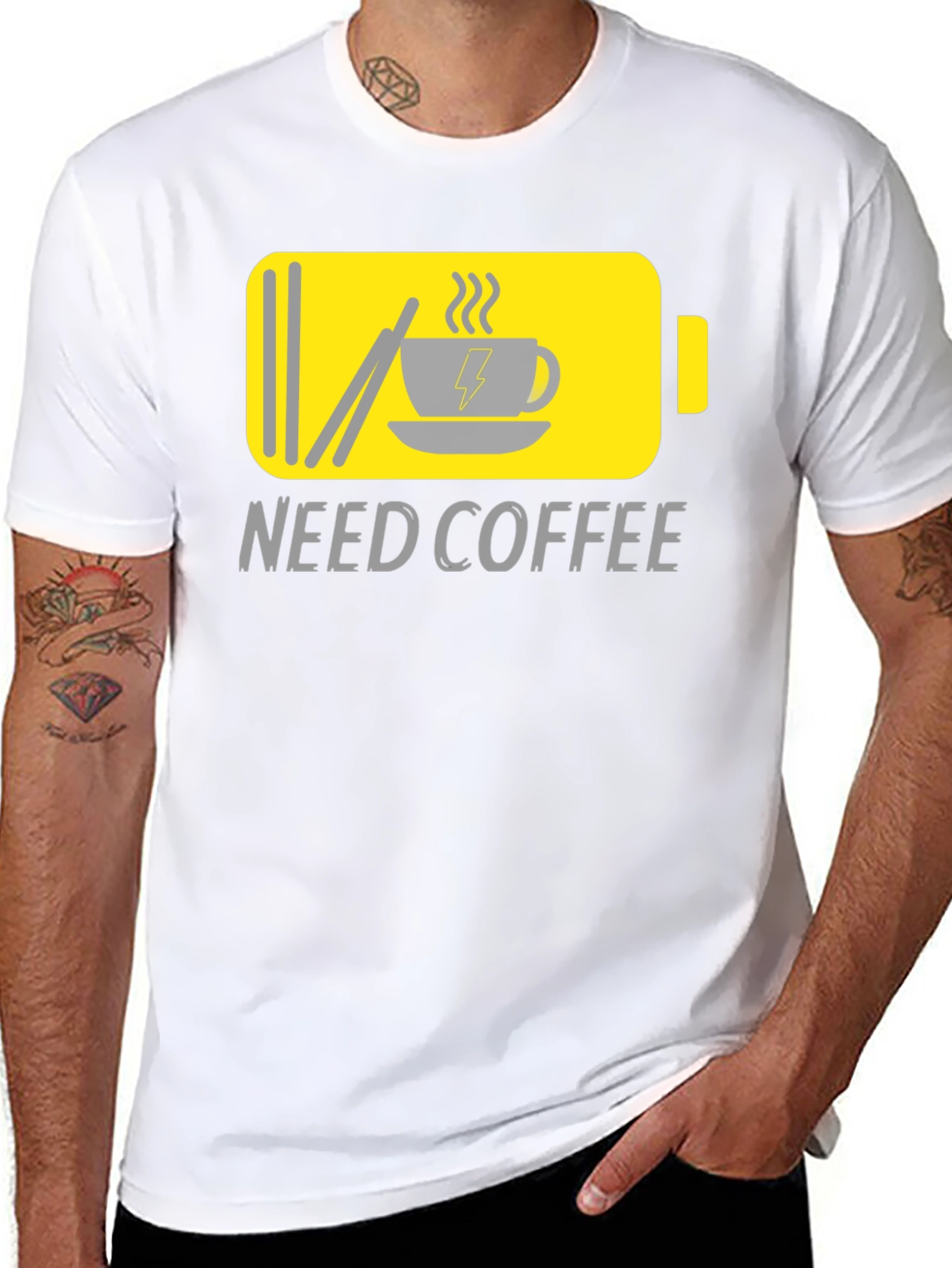 Black Need Coffee Graphic Tee - Low Battery Mode view 8