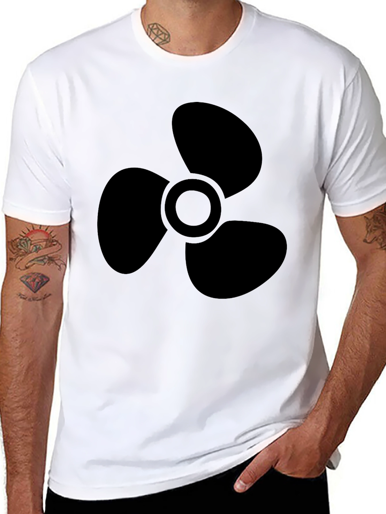 Black Black Propeller Graphic Tee - Men's Casual Shirt view 8
