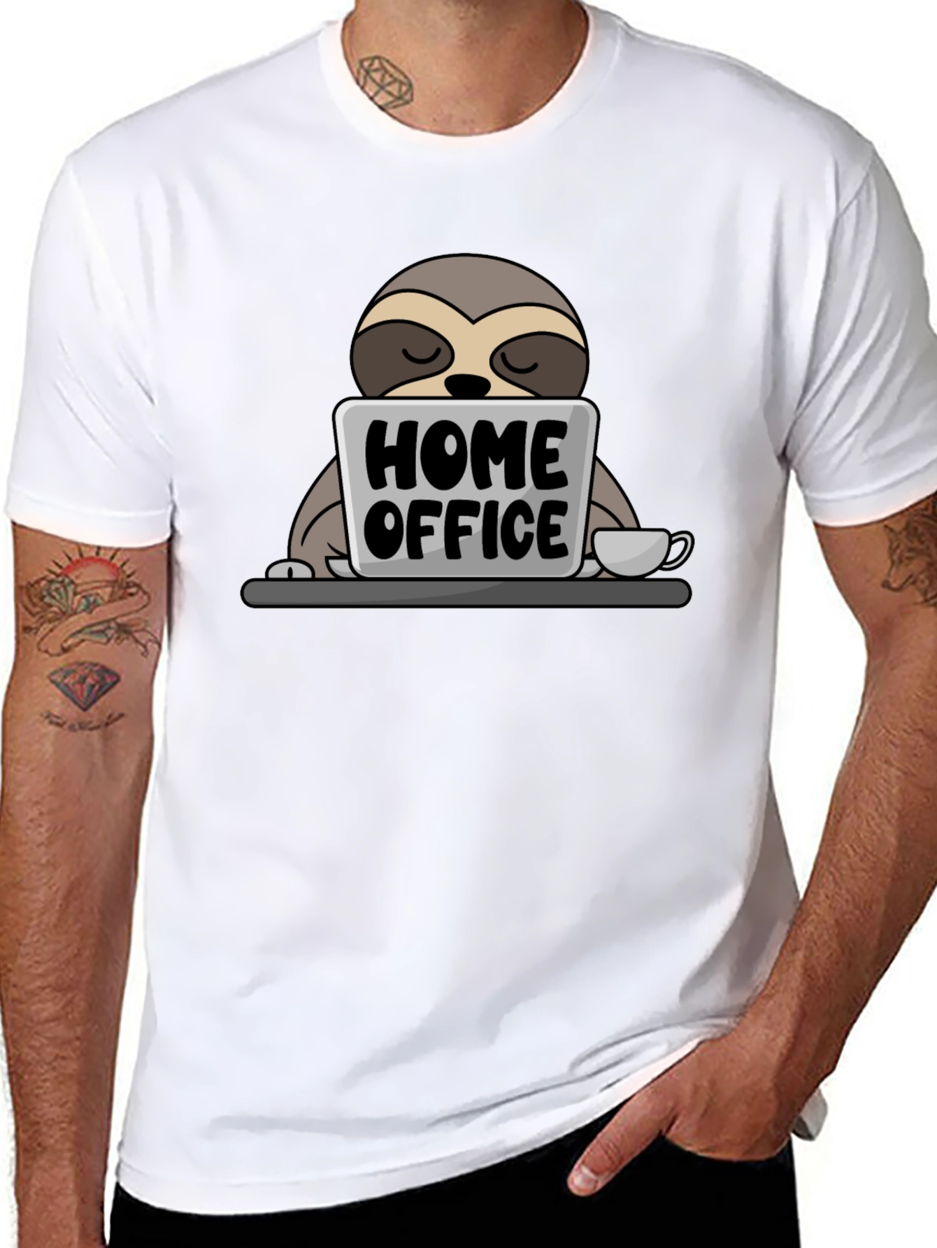 Black Home Office Sloth T-Shirt - Cute Work From Home Tee view 8