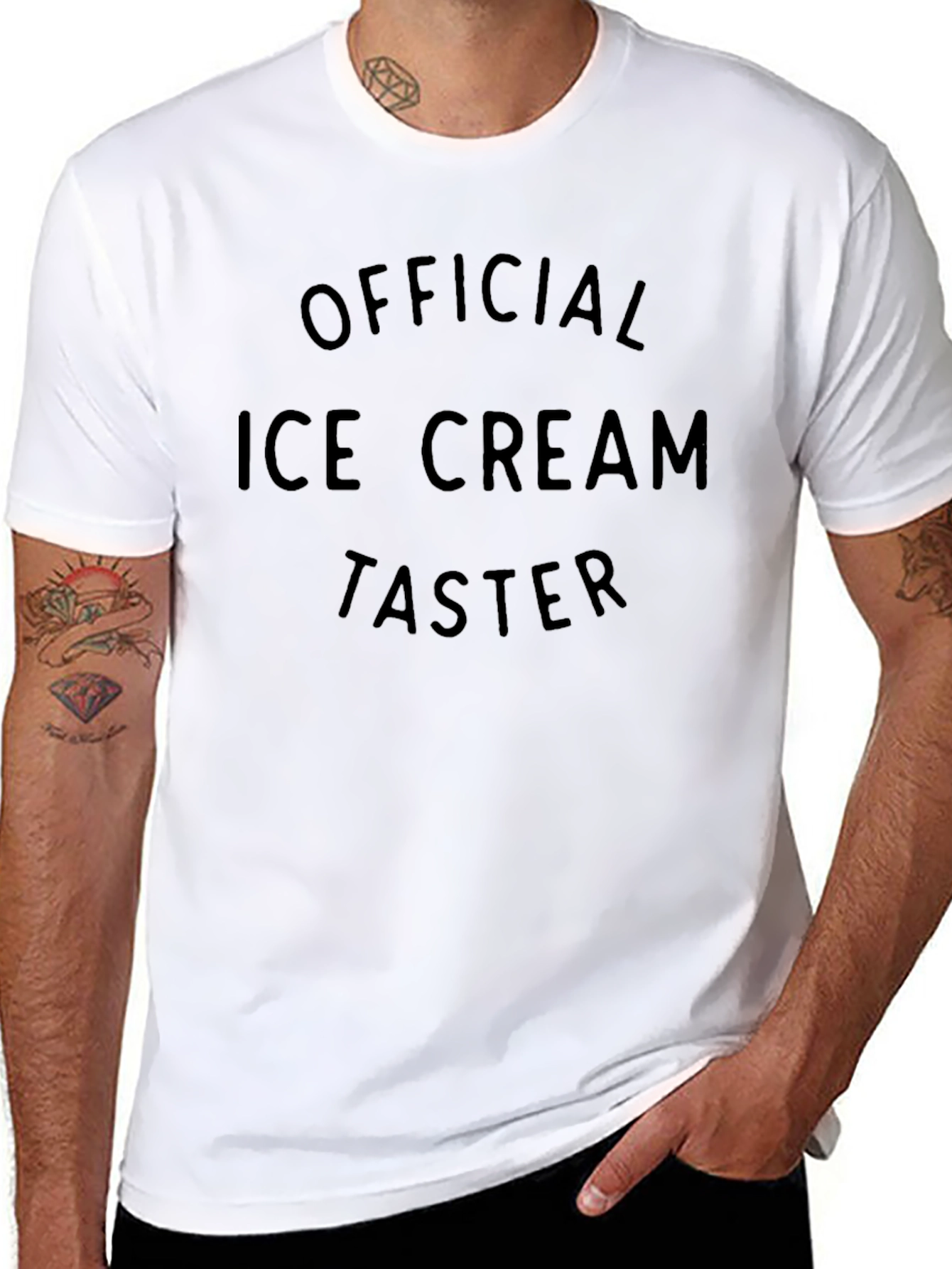 Black Official Ice Cream Taster - Black T-Shirt view 8