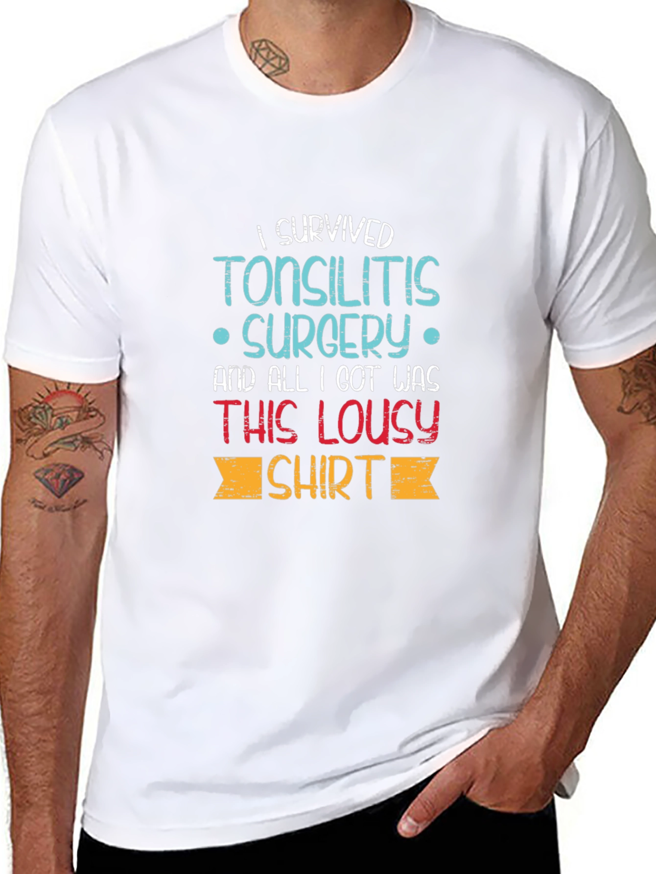 Black Tonsillitis Surgery Survivor T-Shirt view 8